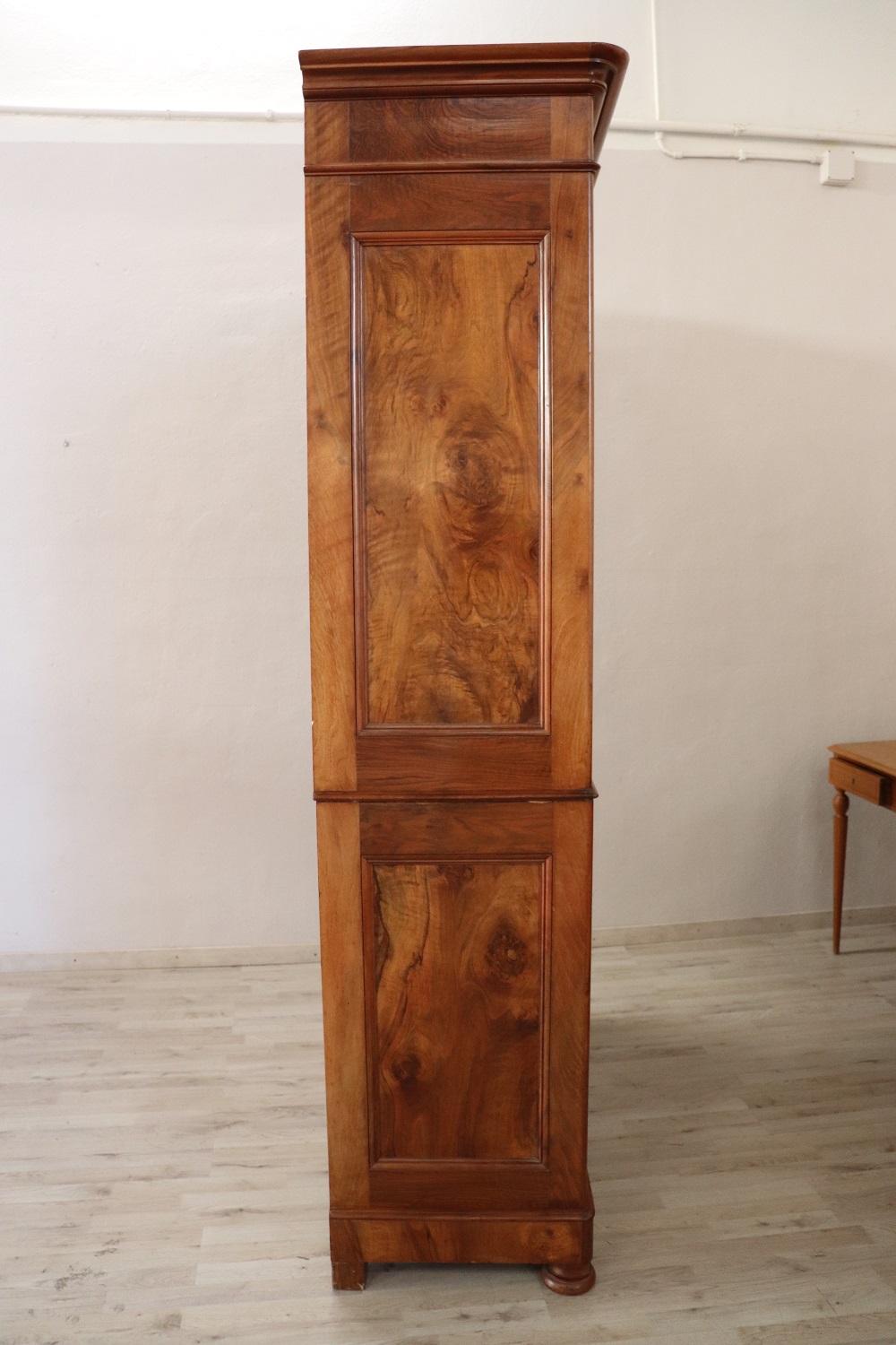 19th Century Walnut Antique Wardrobe with Writing Desk and Secret Compartments 3