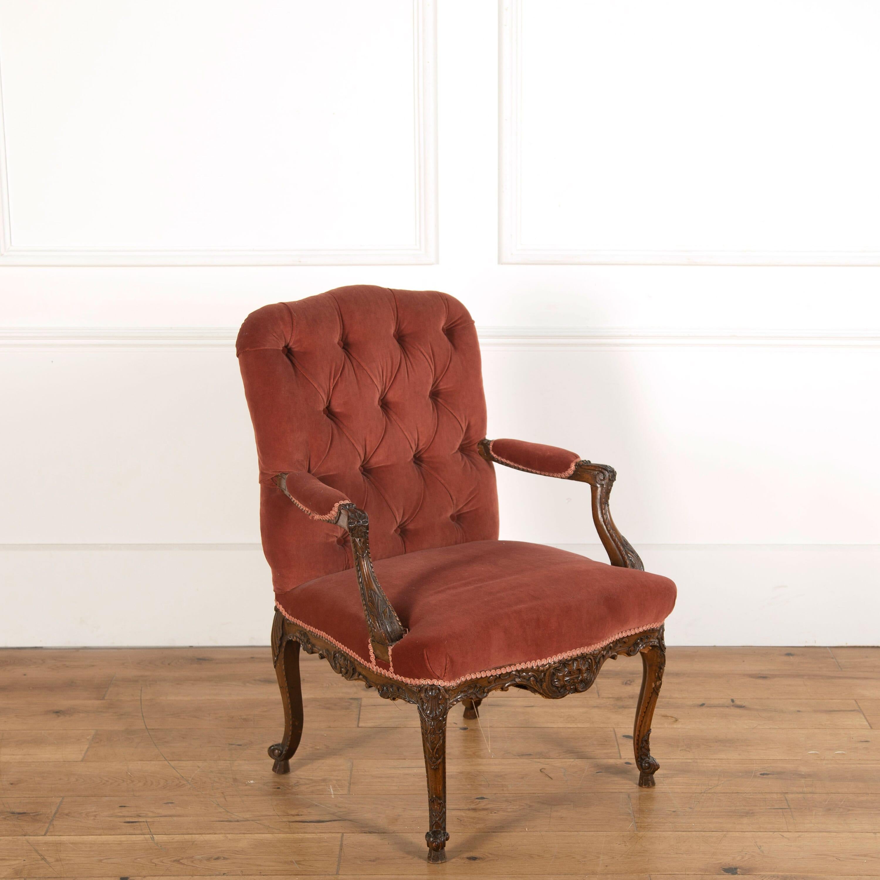 French 19th century walnut armchair.