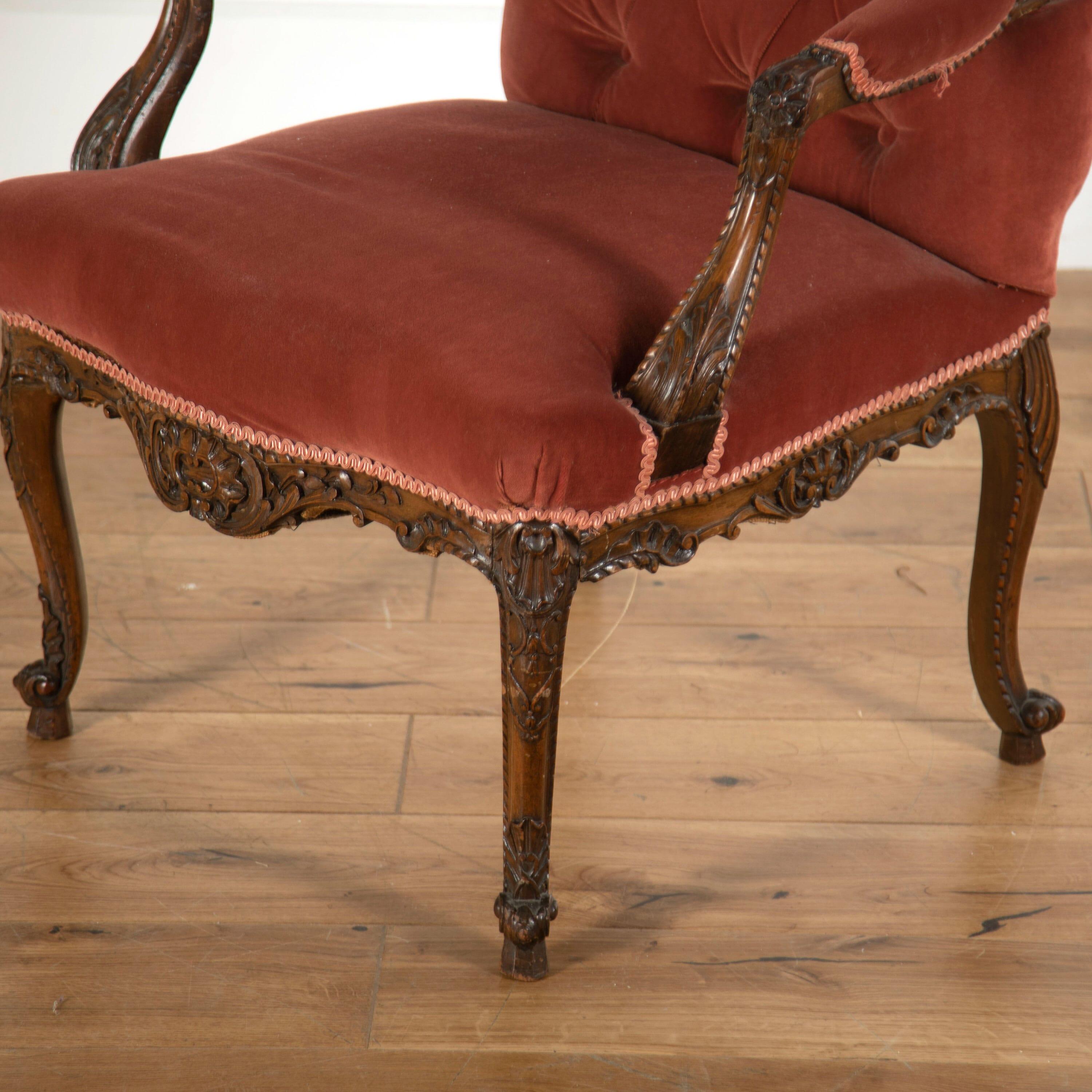 French 19th Century Walnut Armchair