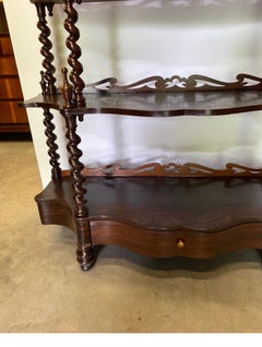 Antique 19th Century Walnut Barley Twist Bookcase Etagere