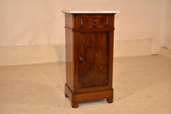 19th Century Walnut Bedside Cabinet with Carrara Marble Top