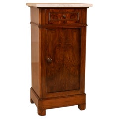19th Century Walnut Bedside Cabinet with Carrara Marble Top