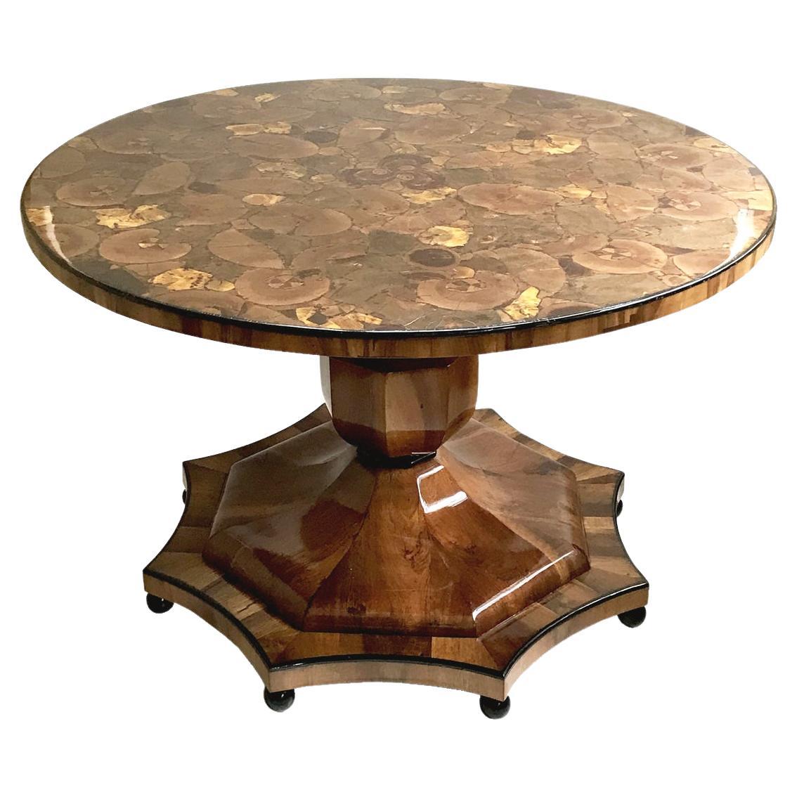 19th Century Walnut Biedermeier Center Table. Austria, c. 1825.