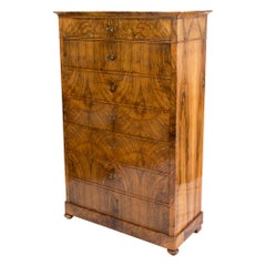 19th Century Walnut Biedermeier Chiffoniere / High Chest of Drawers