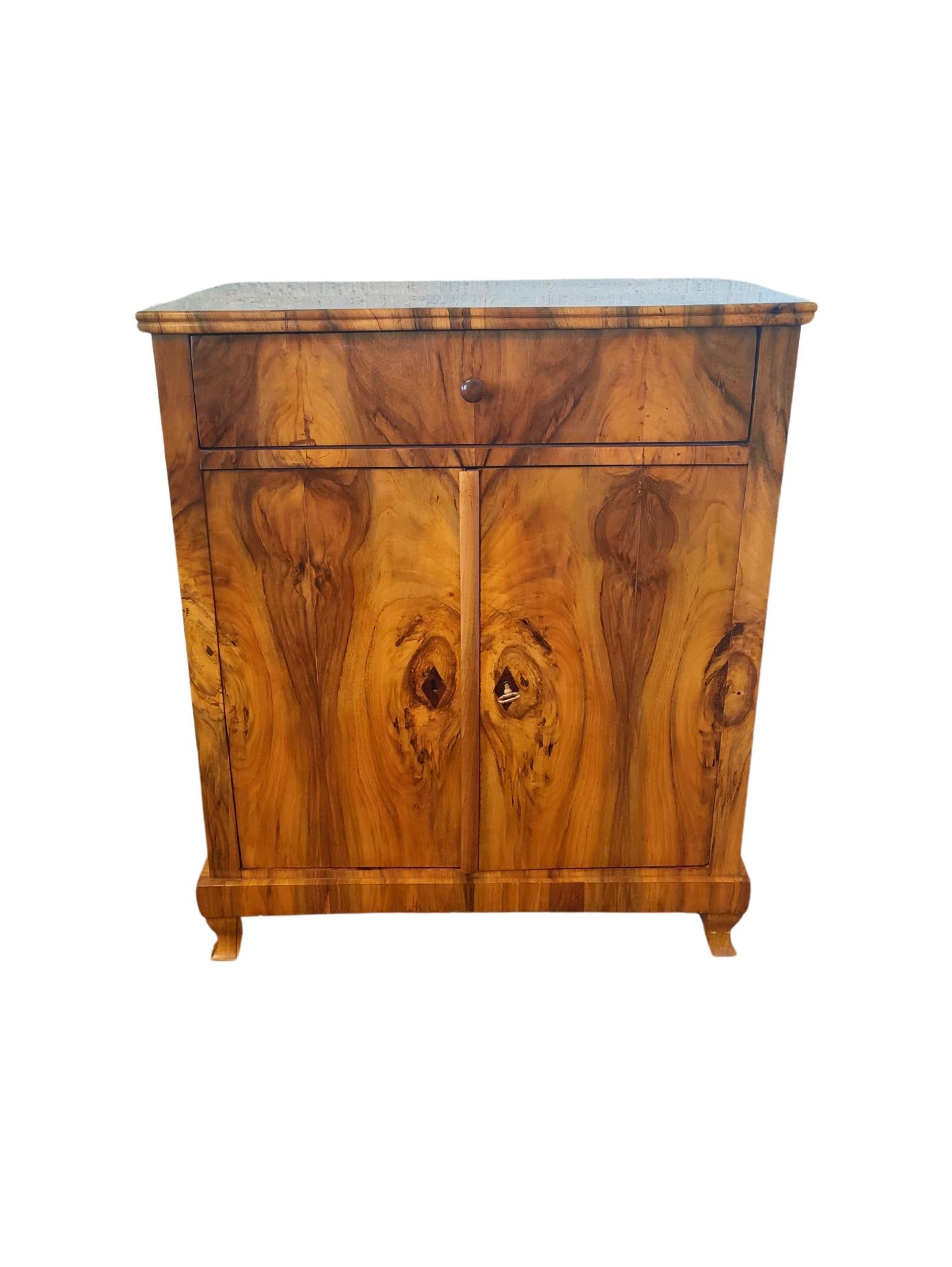 German 19th Century Walnut Biedermeier Half Cabinet