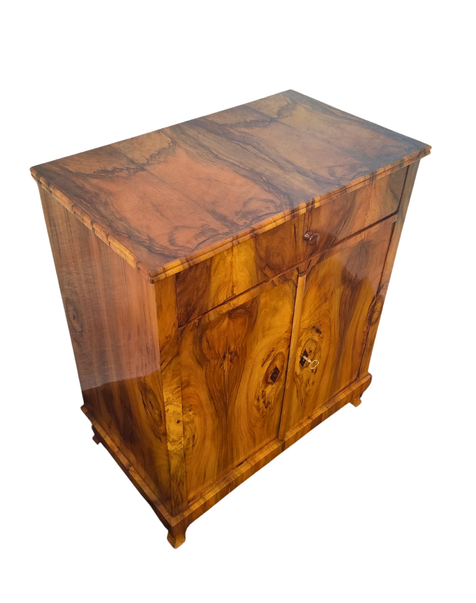 19th Century Walnut Biedermeier Half Cabinet 3