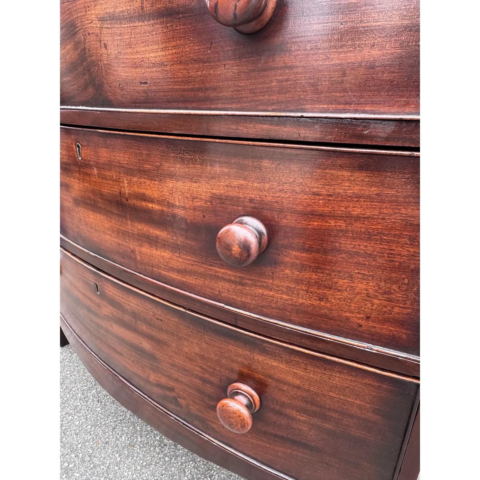 19th Century Walnut Bowfront Chest For Sale 3