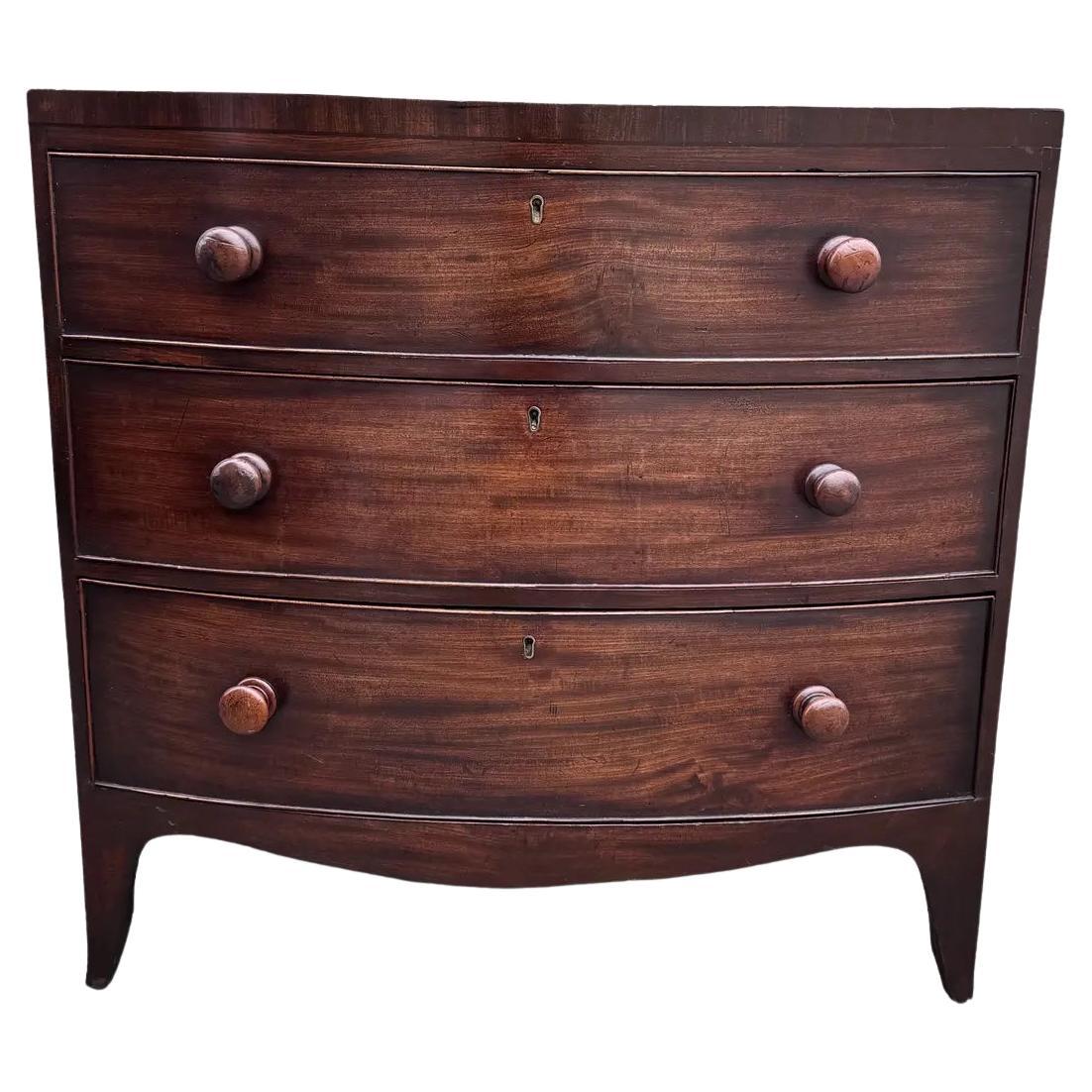 19th Century Walnut Bowfront Chest For Sale
