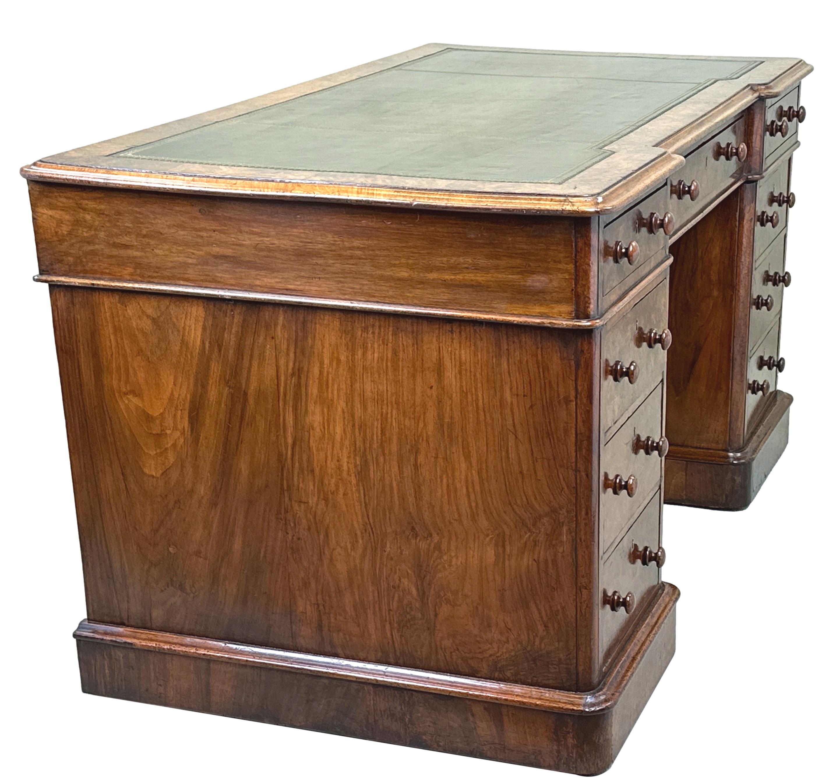 19th Century Walnut Breakfront Pedestal Desk For Sale 2