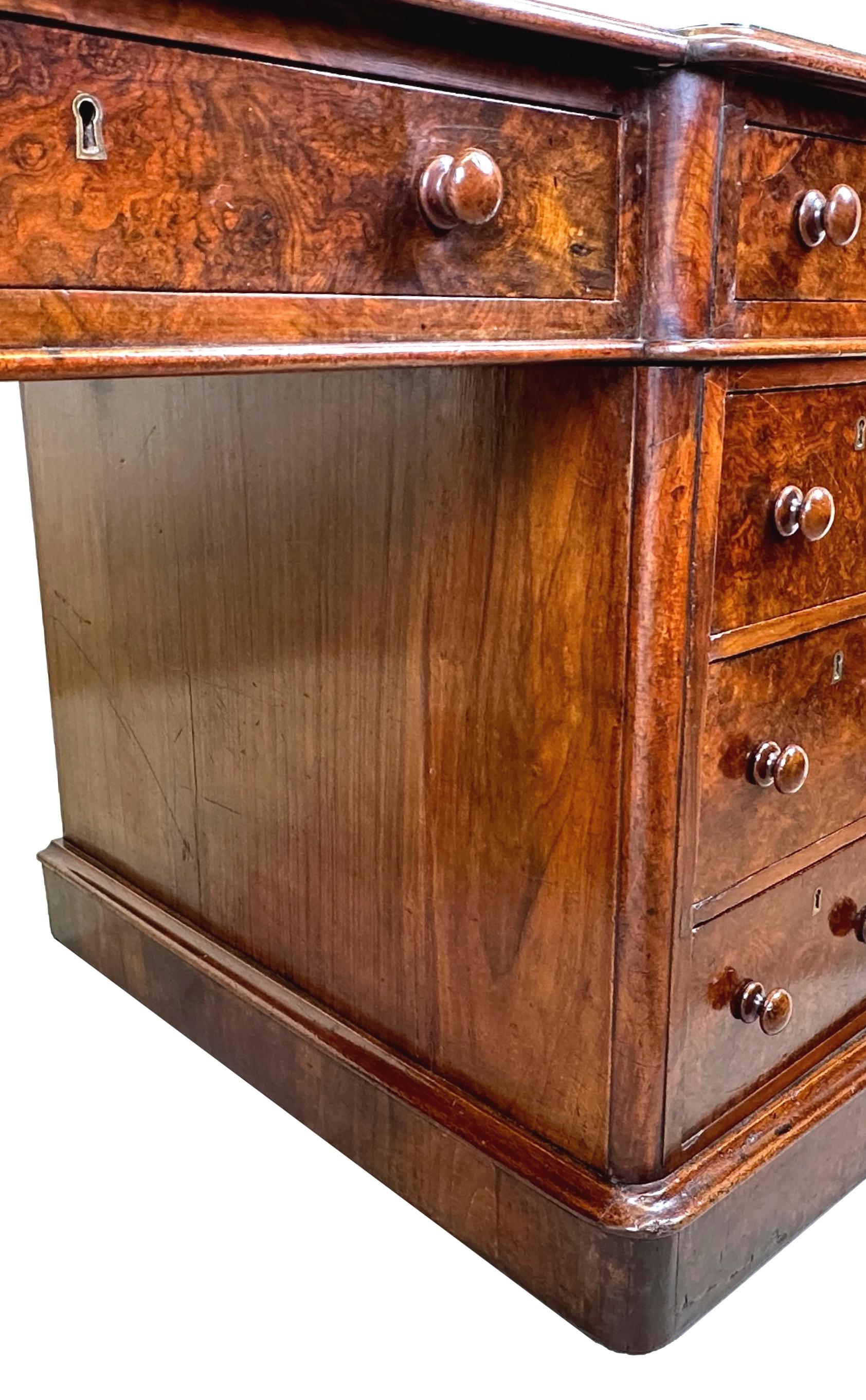 19th Century Walnut Breakfront Pedestal Desk For Sale 3