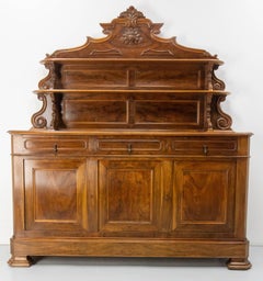 19th Century Walnut Buffet Louis Philippe Deux-Corps, France