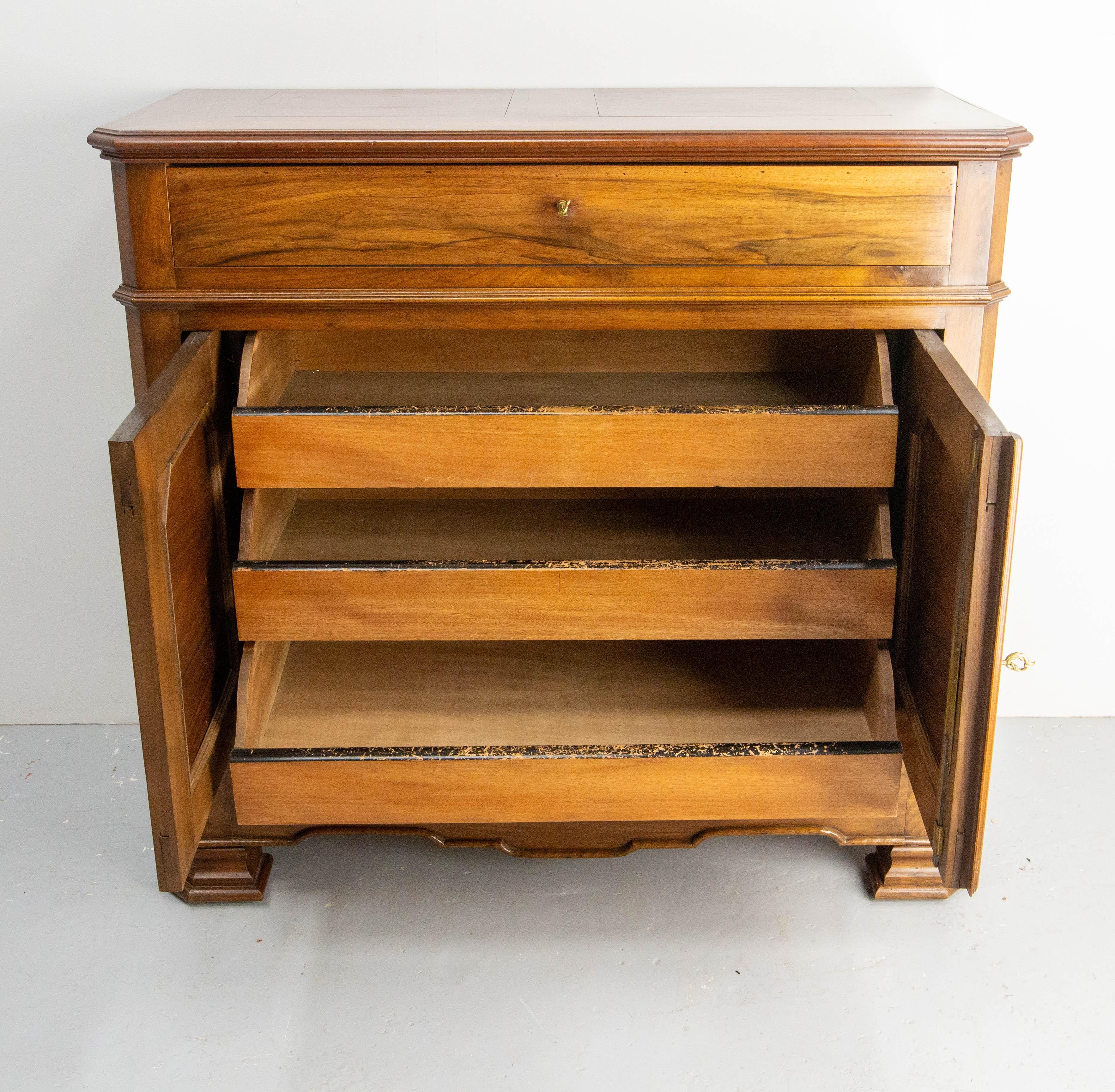 19th Century Walnut Buffet Louis Philippe with Five Drawers, France For Sale 2