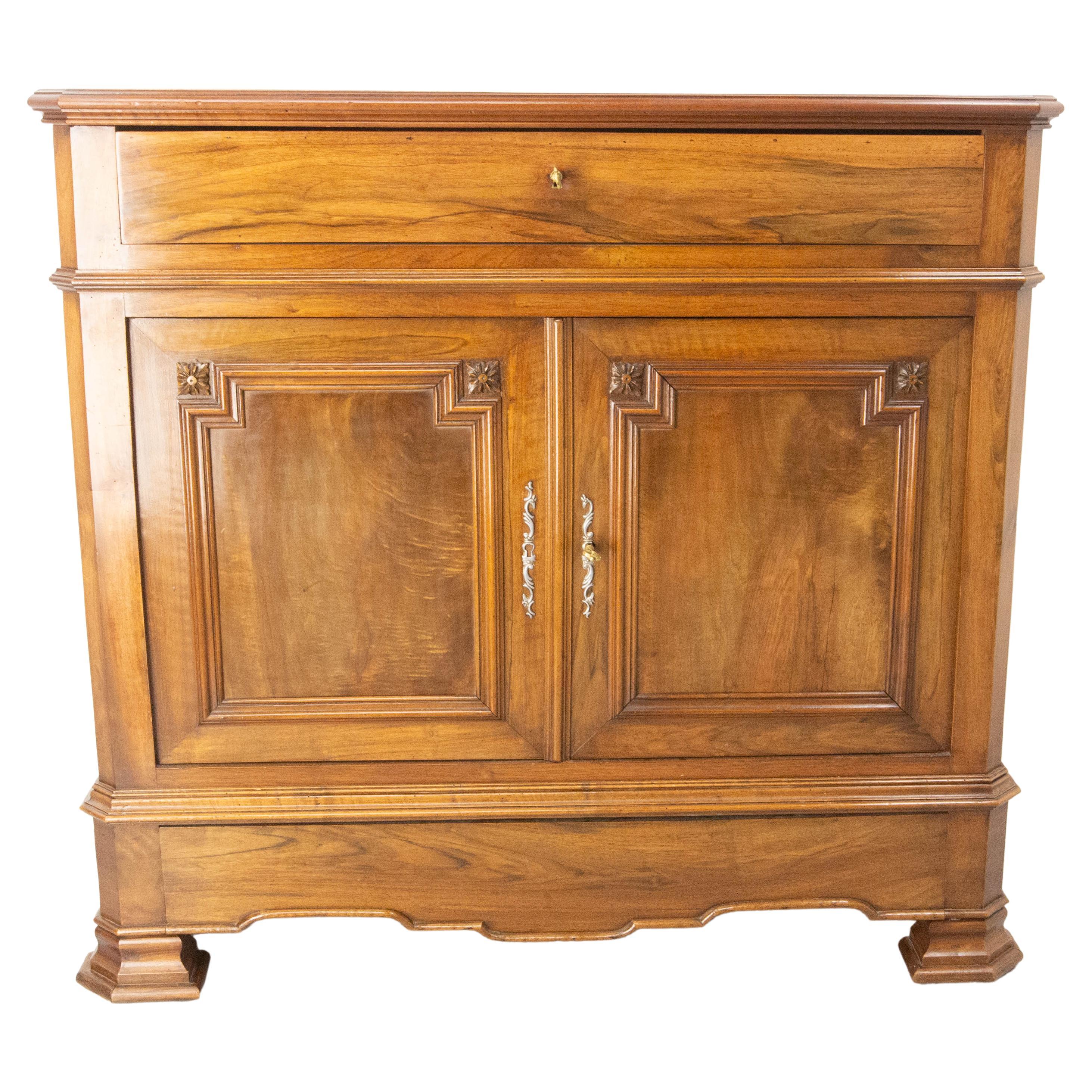 19th Century Walnut Buffet Louis Philippe with Five Drawers, France For Sale