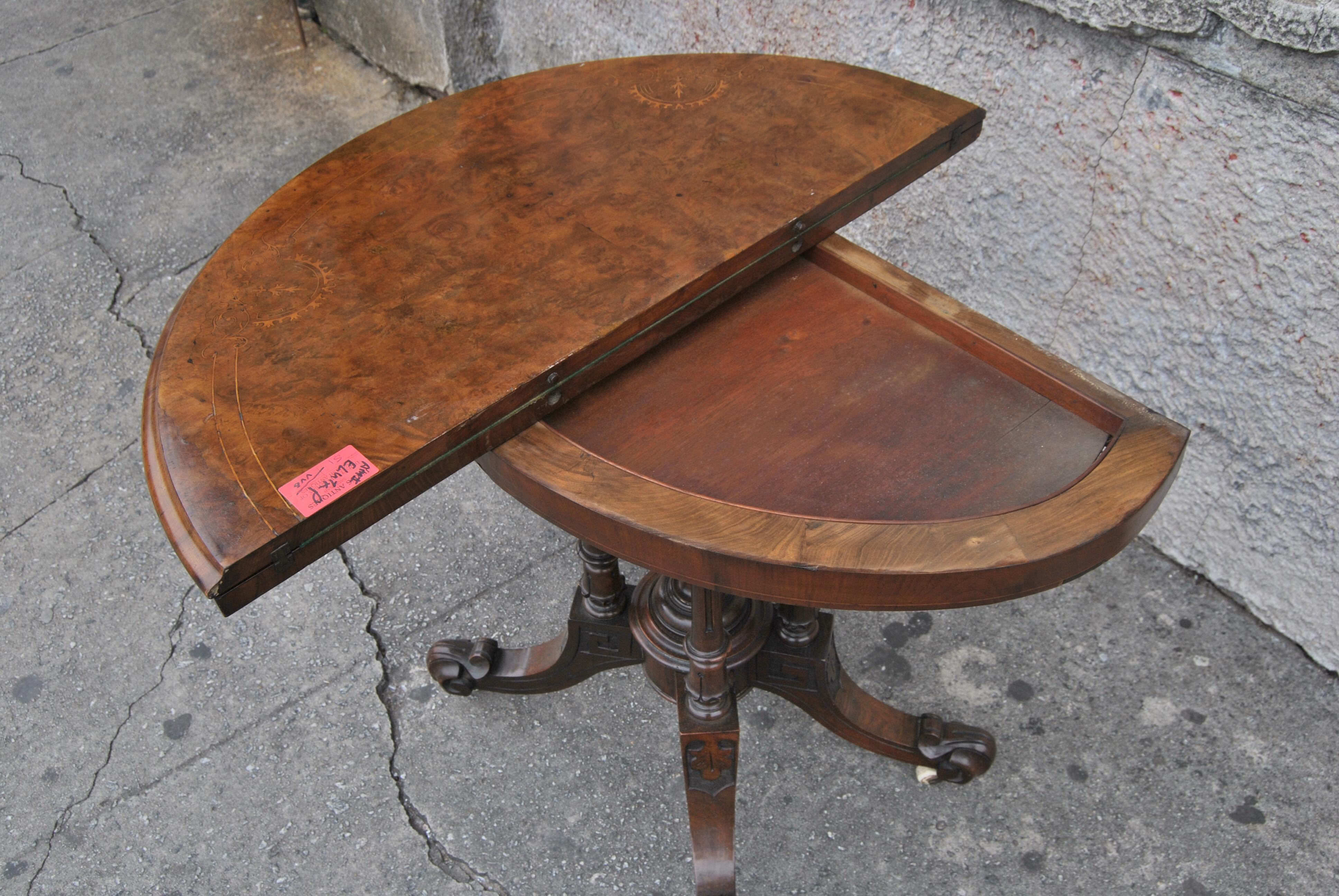 19th Century Walnut / Burr Walnut English Game / Card Table 6