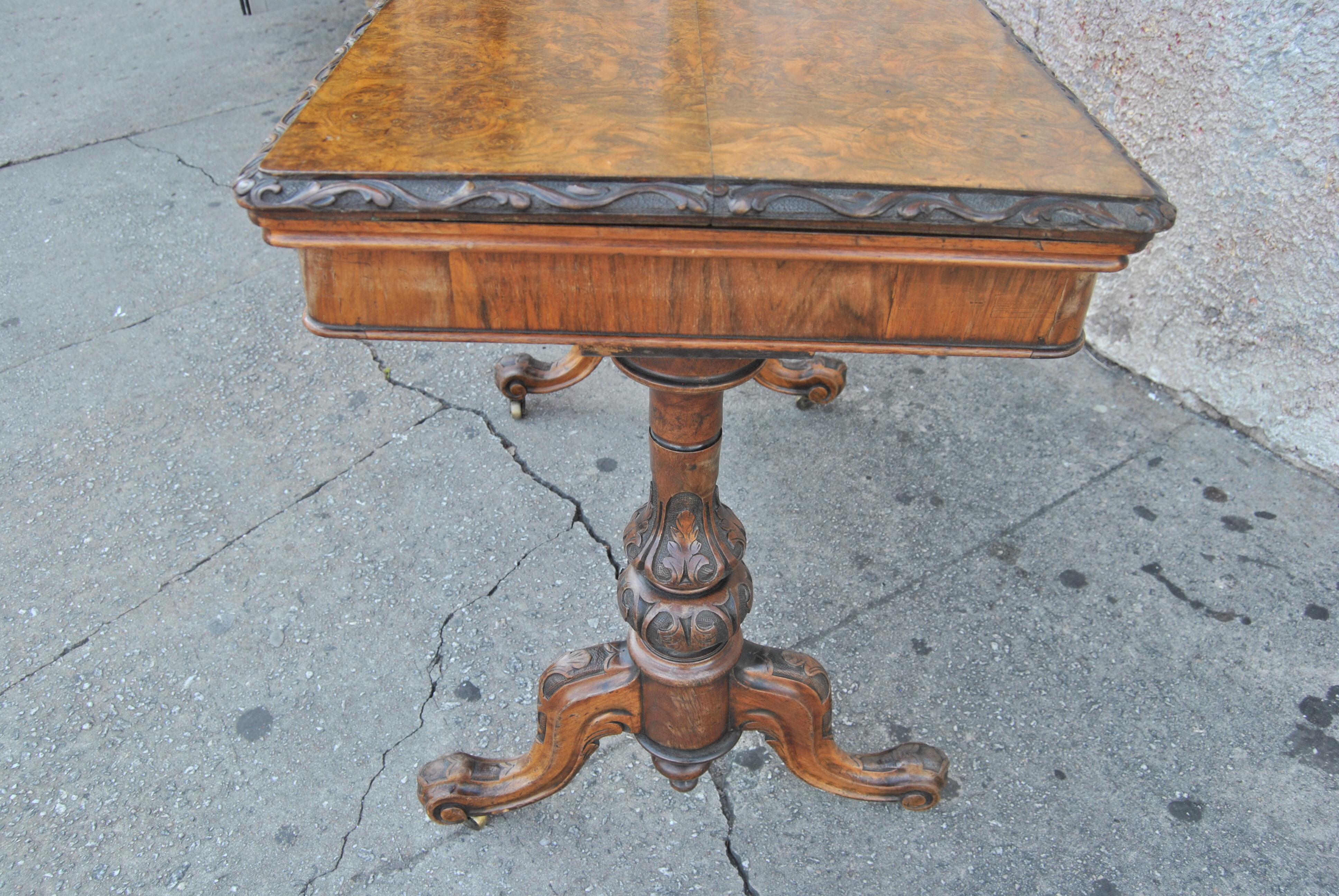 Late 19th Century 19th Century Walnut / Burr Walnut English Game / Card Table For Sale