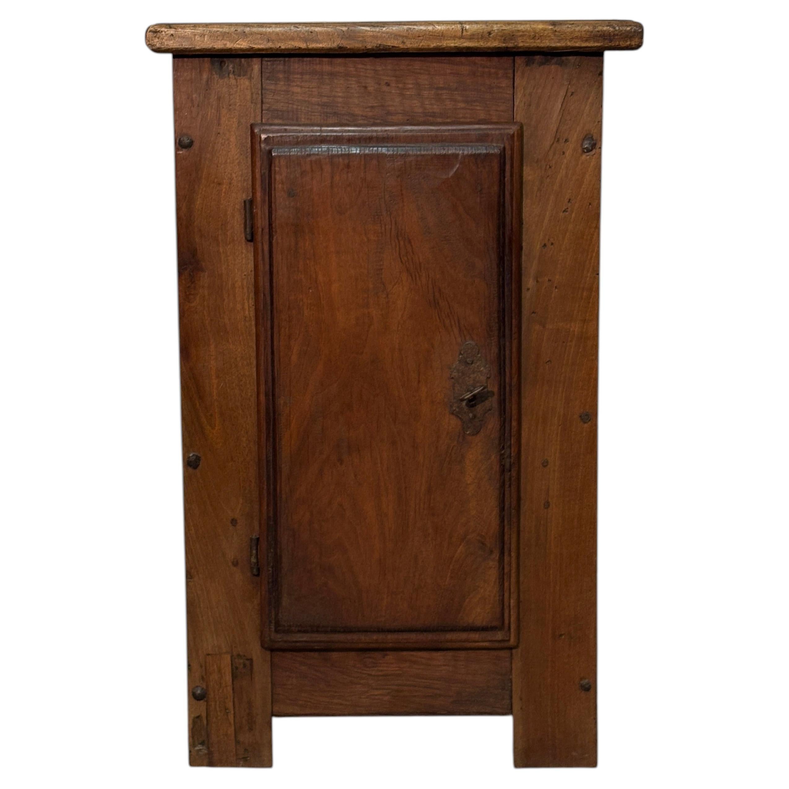 19th-Century Walnut Cabinet with Original Lock