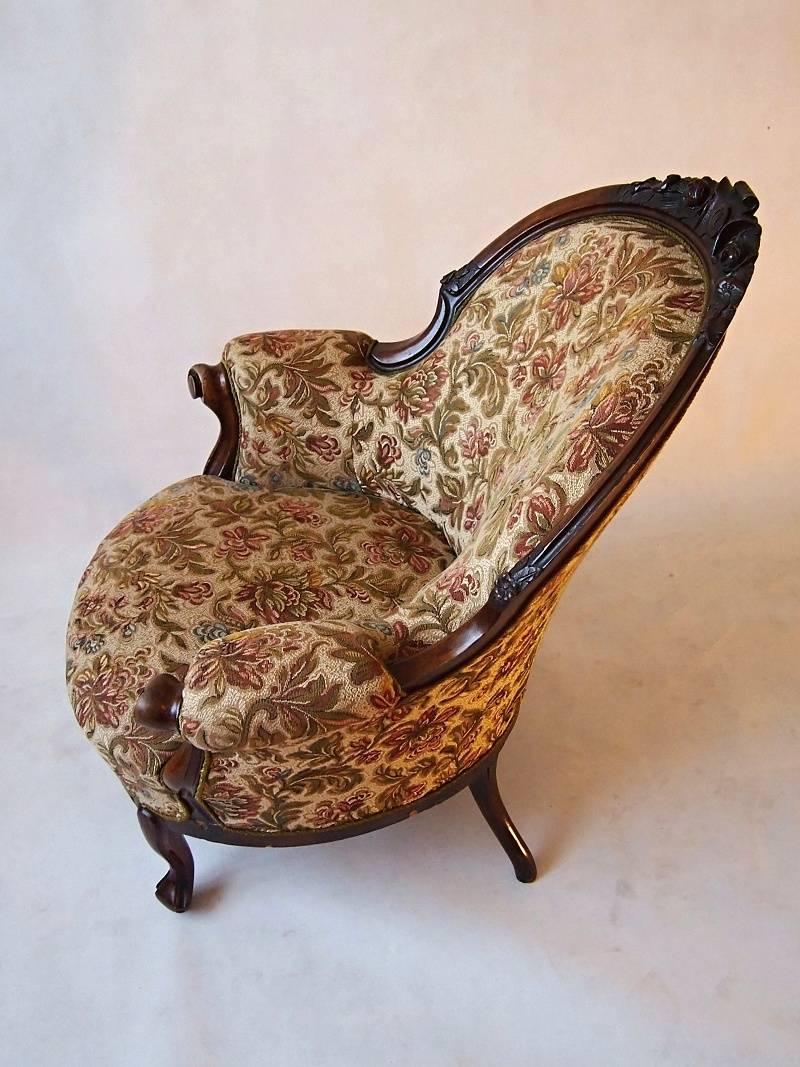 19th Century Walnut Carved Armchair Bergere 2