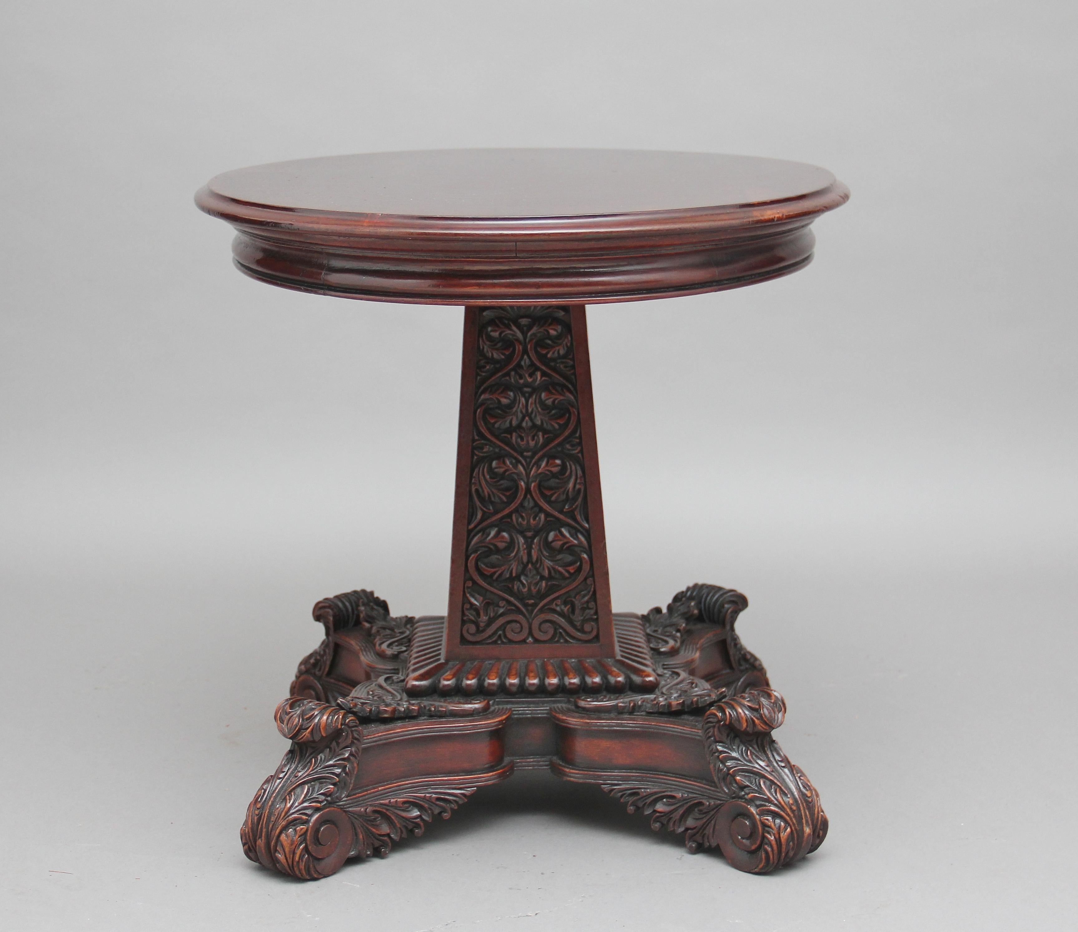 19th Century Walnut Carved Occasional Table In Good Condition In Martlesham, GB