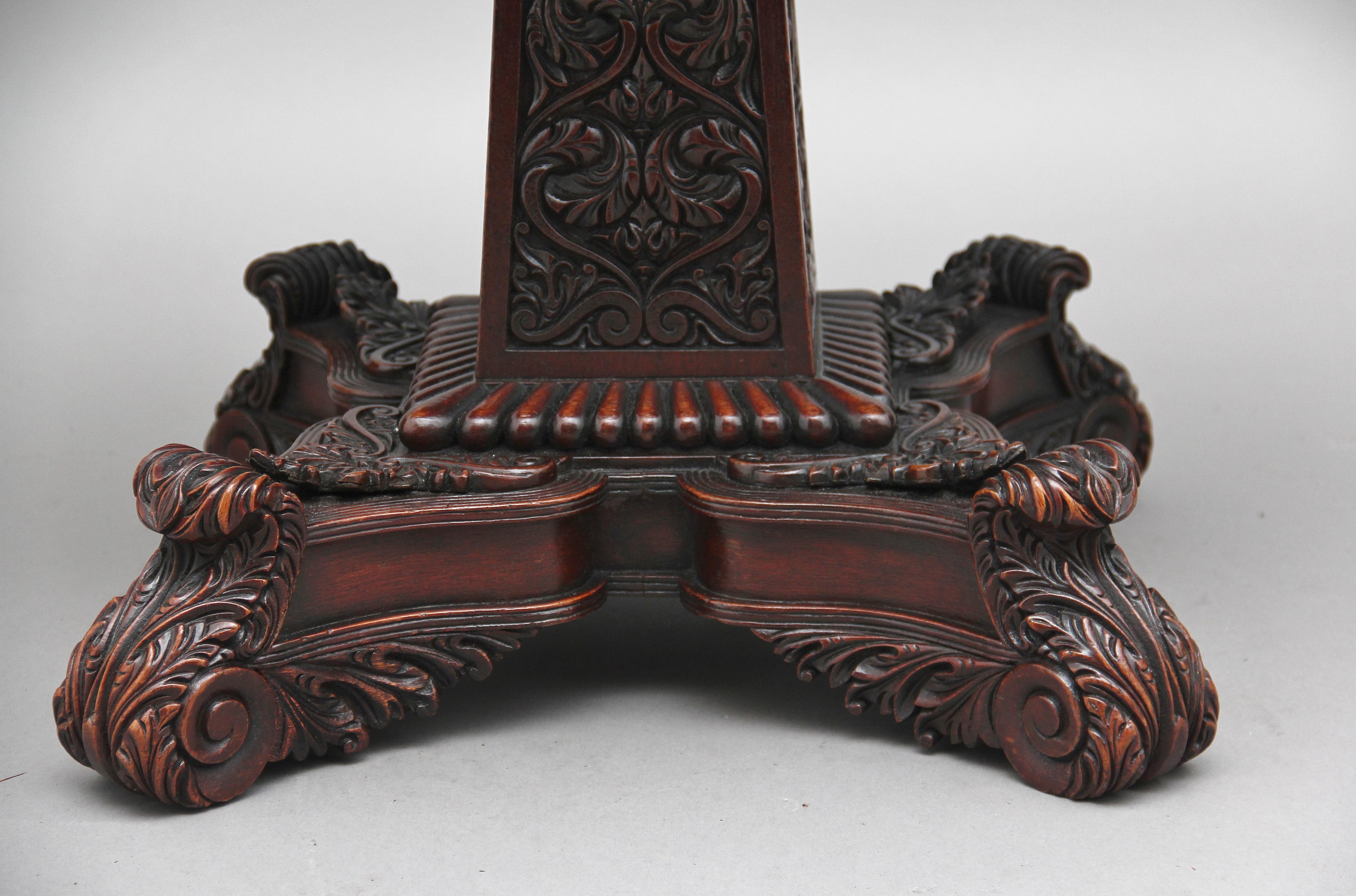 19th Century Walnut Carved Occasional Table 1