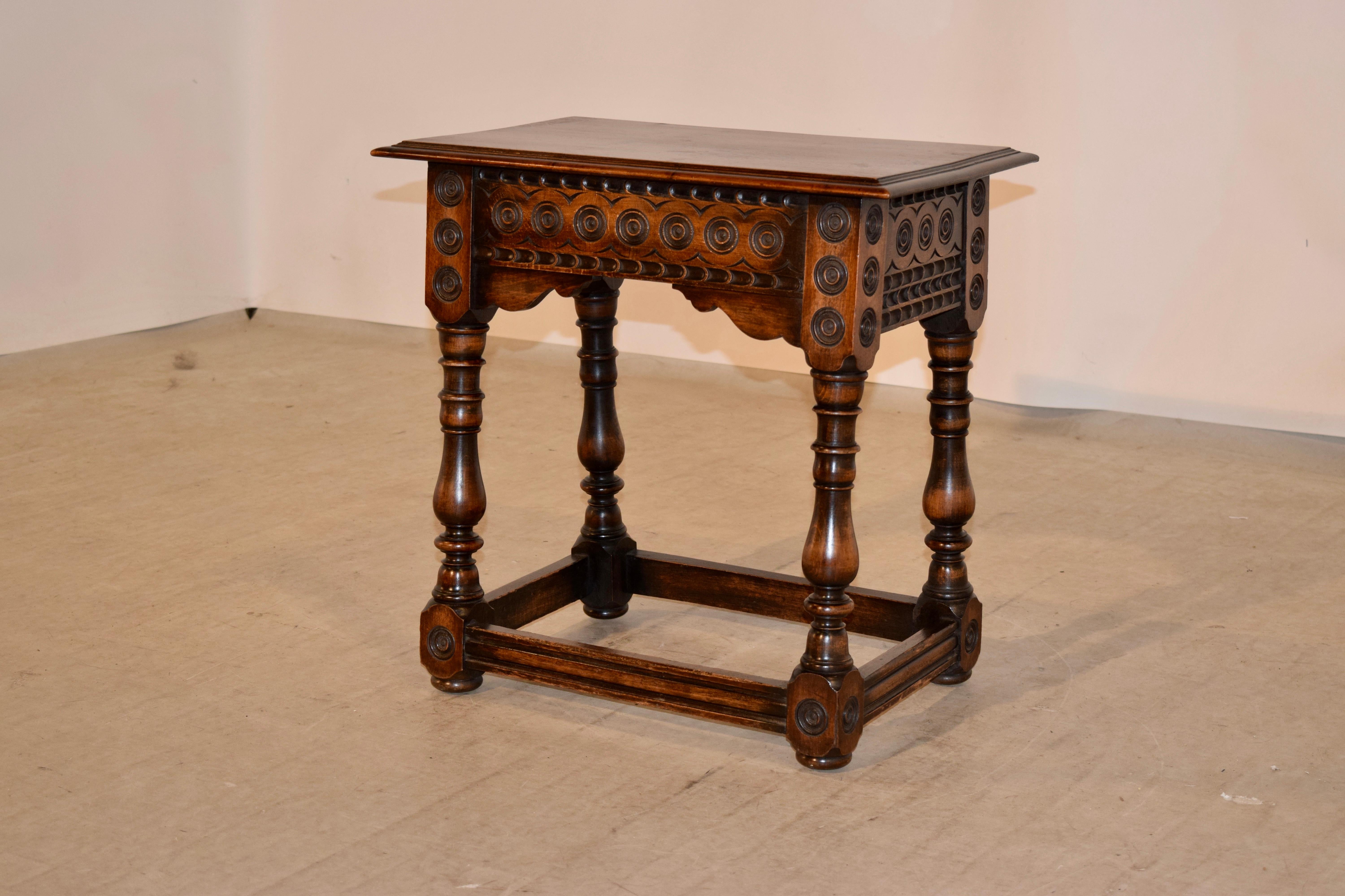 Country 19th Century Walnut Carved Stool