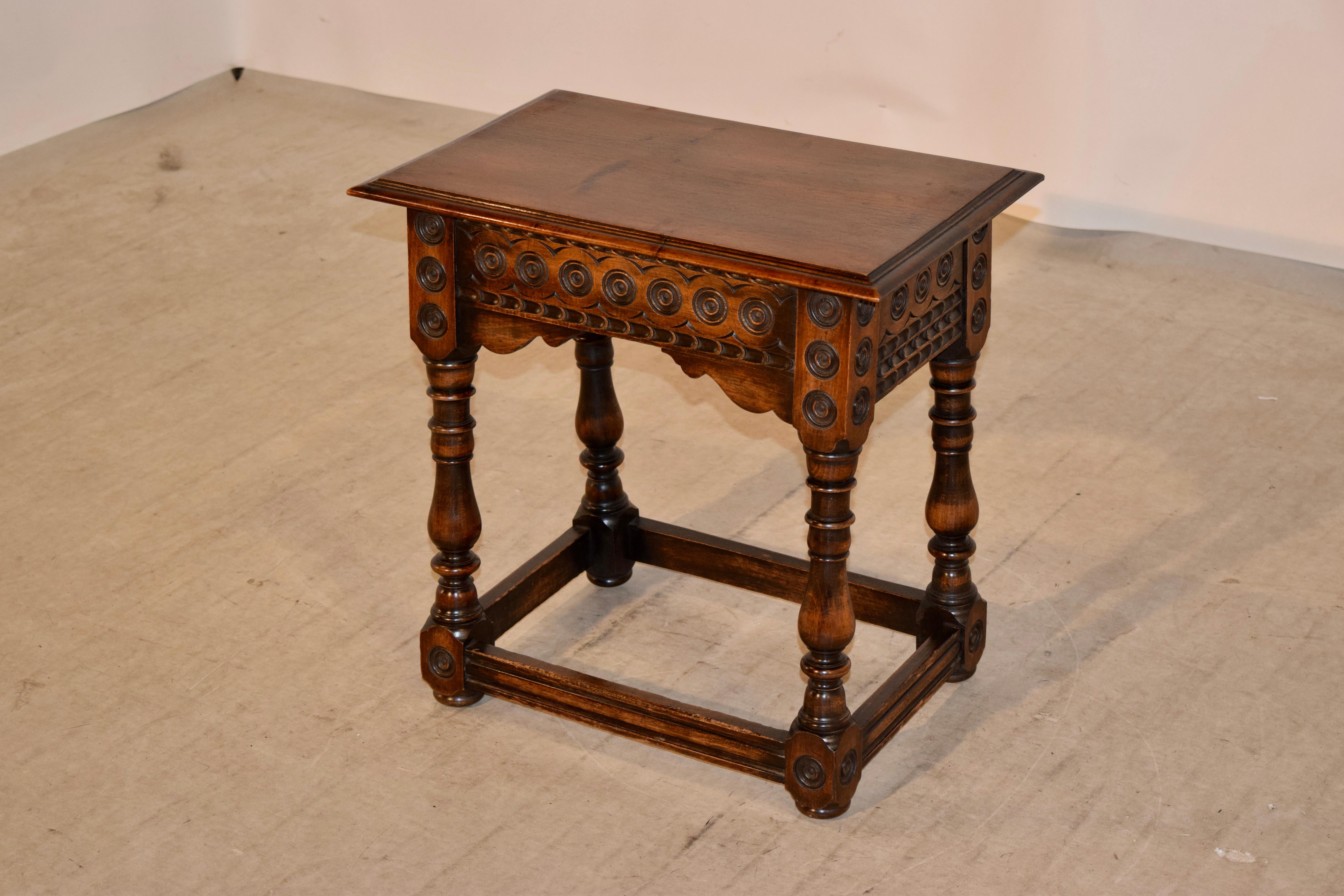 French 19th Century Walnut Carved Stool