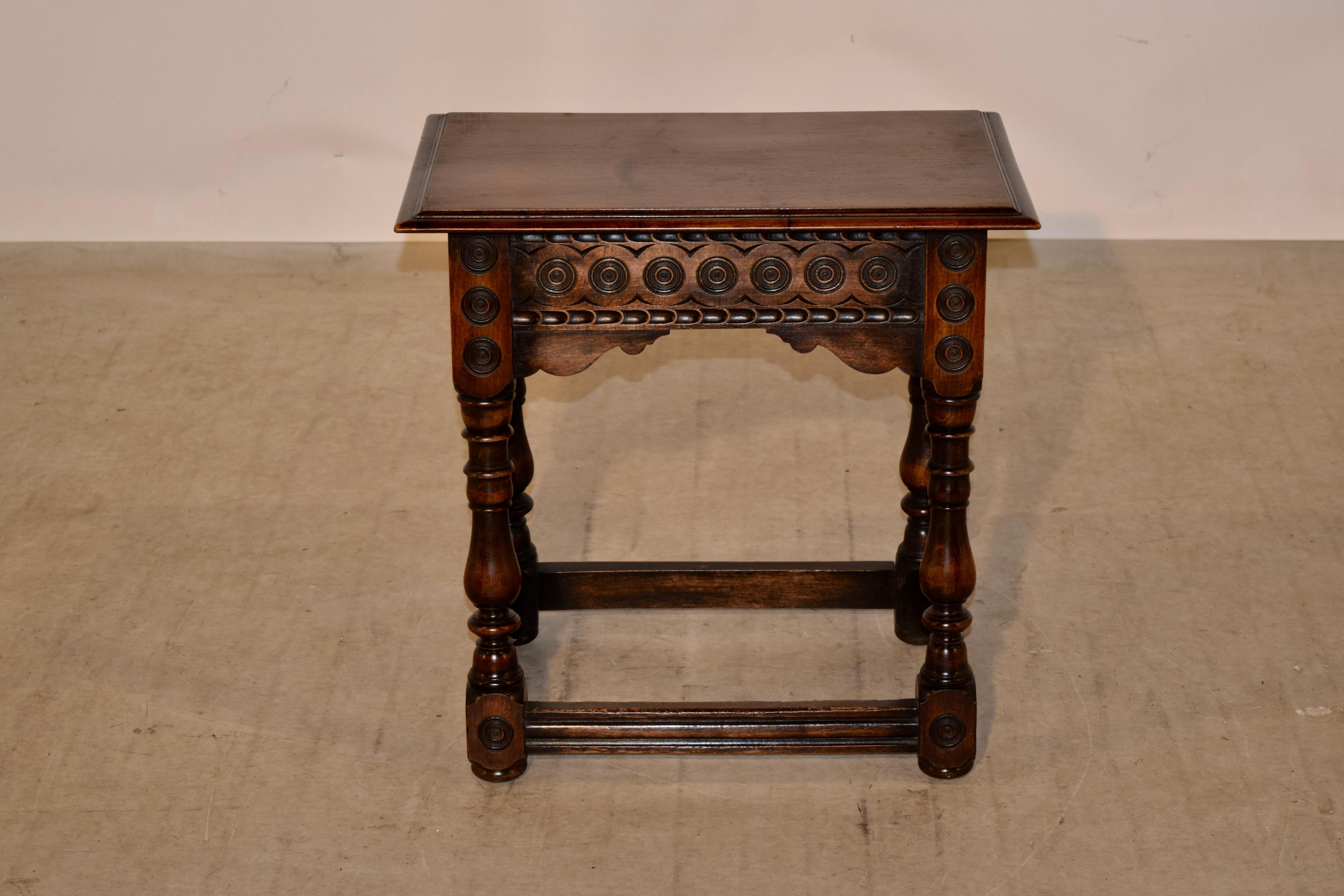 Hand-Carved 19th Century Walnut Carved Stool