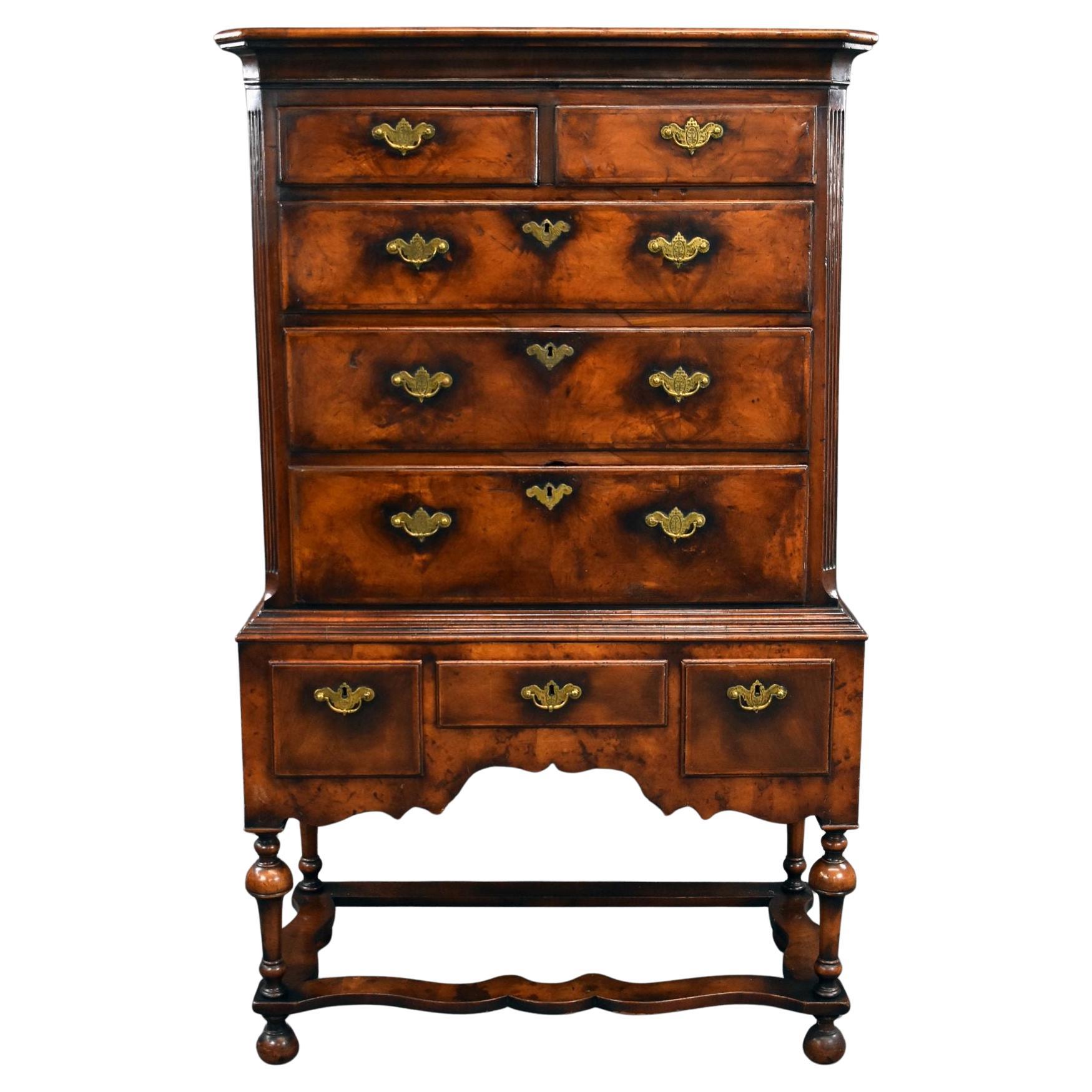 19th Century Walnut Chest on Stand For Sale