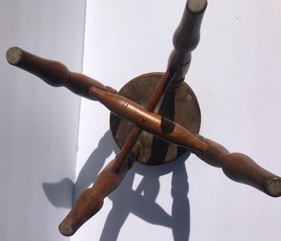 Adirondack 19th Century Walnut Child's Stool, Hand Carved For Sale