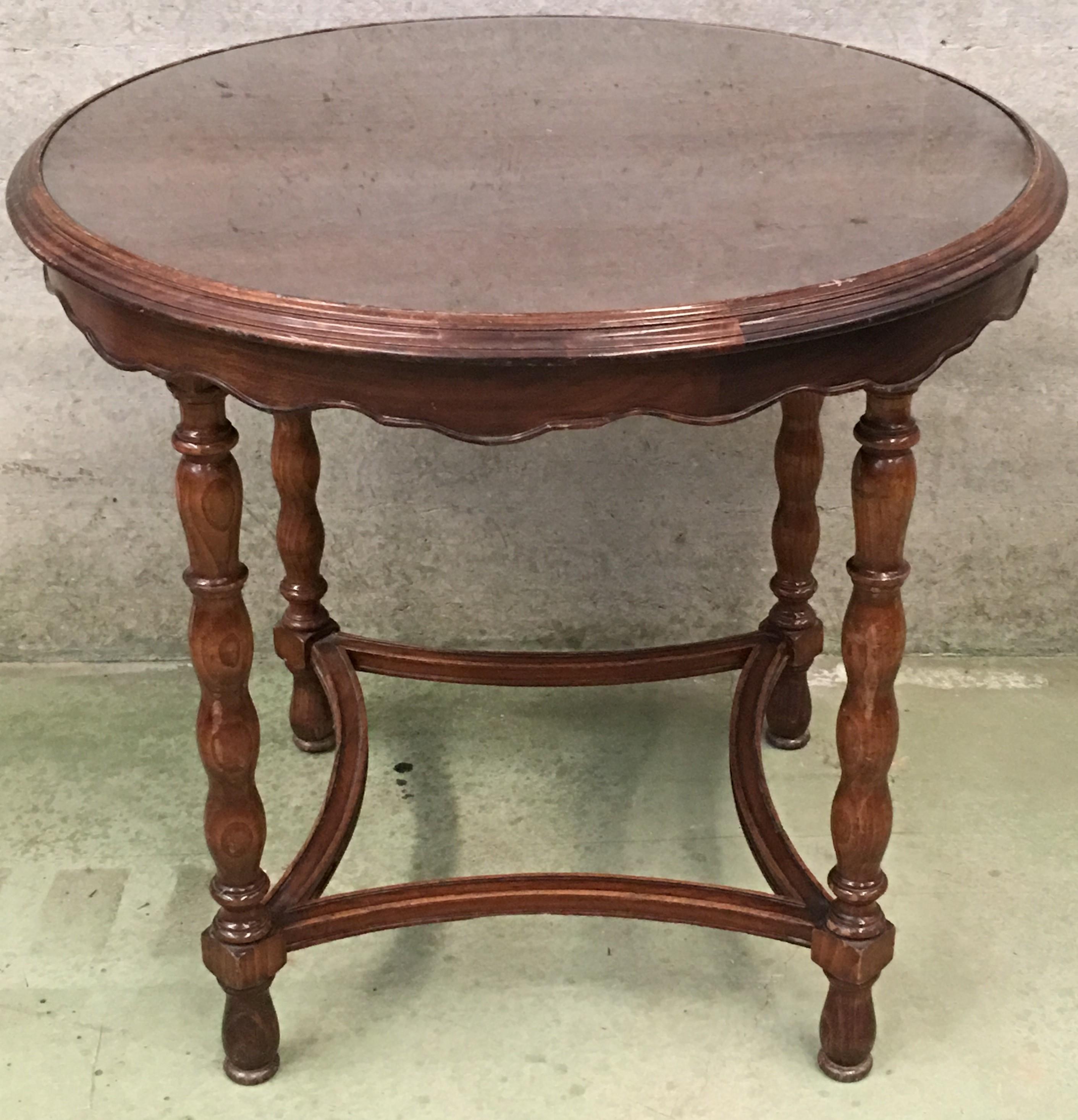 Spanish Colonial 19th Century Walnut Coffee Table with Carved Legs and Glass Top