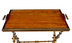 19th century walnut colonial inspired butlers tray on stand