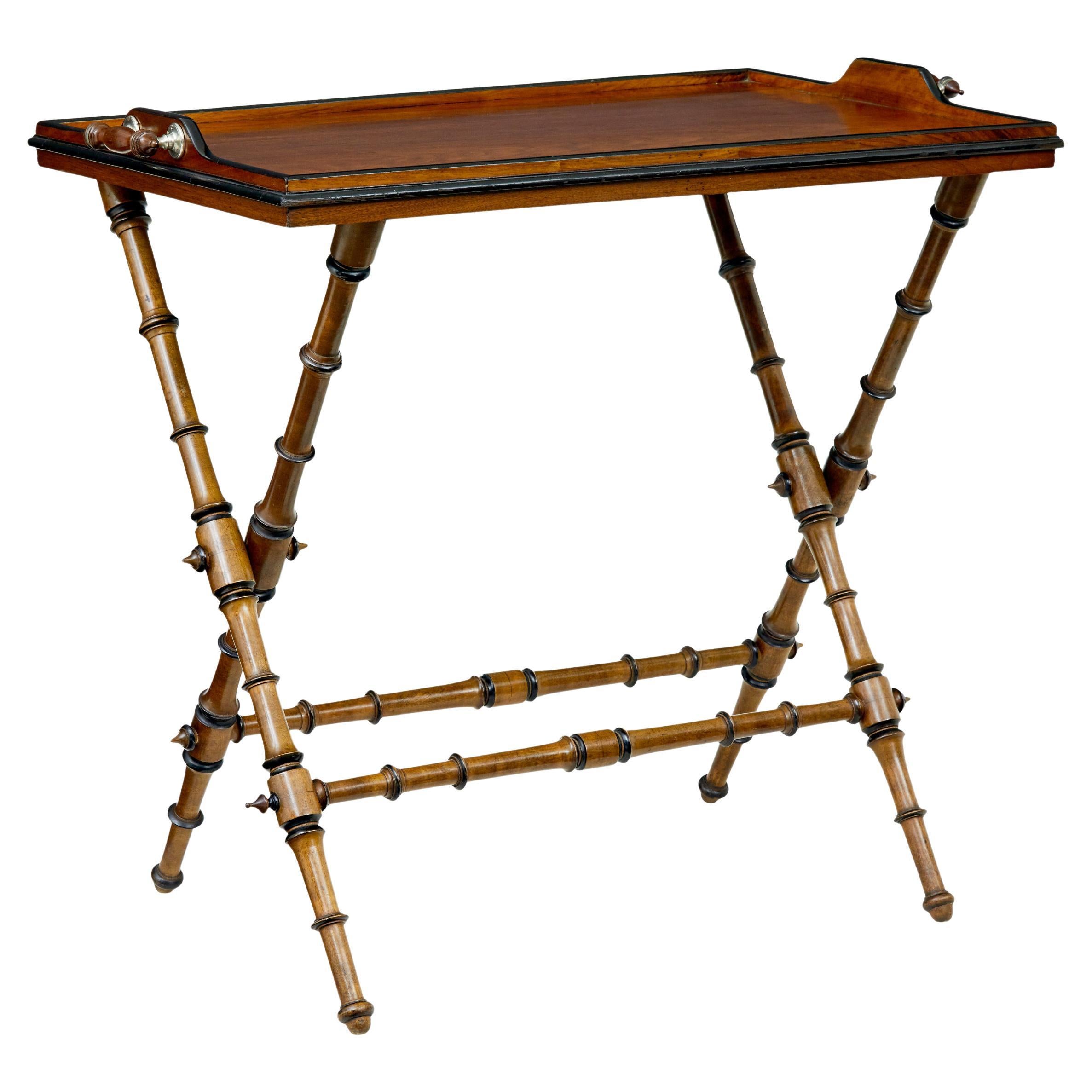19th century walnut colonial inspired butlers tray on stand