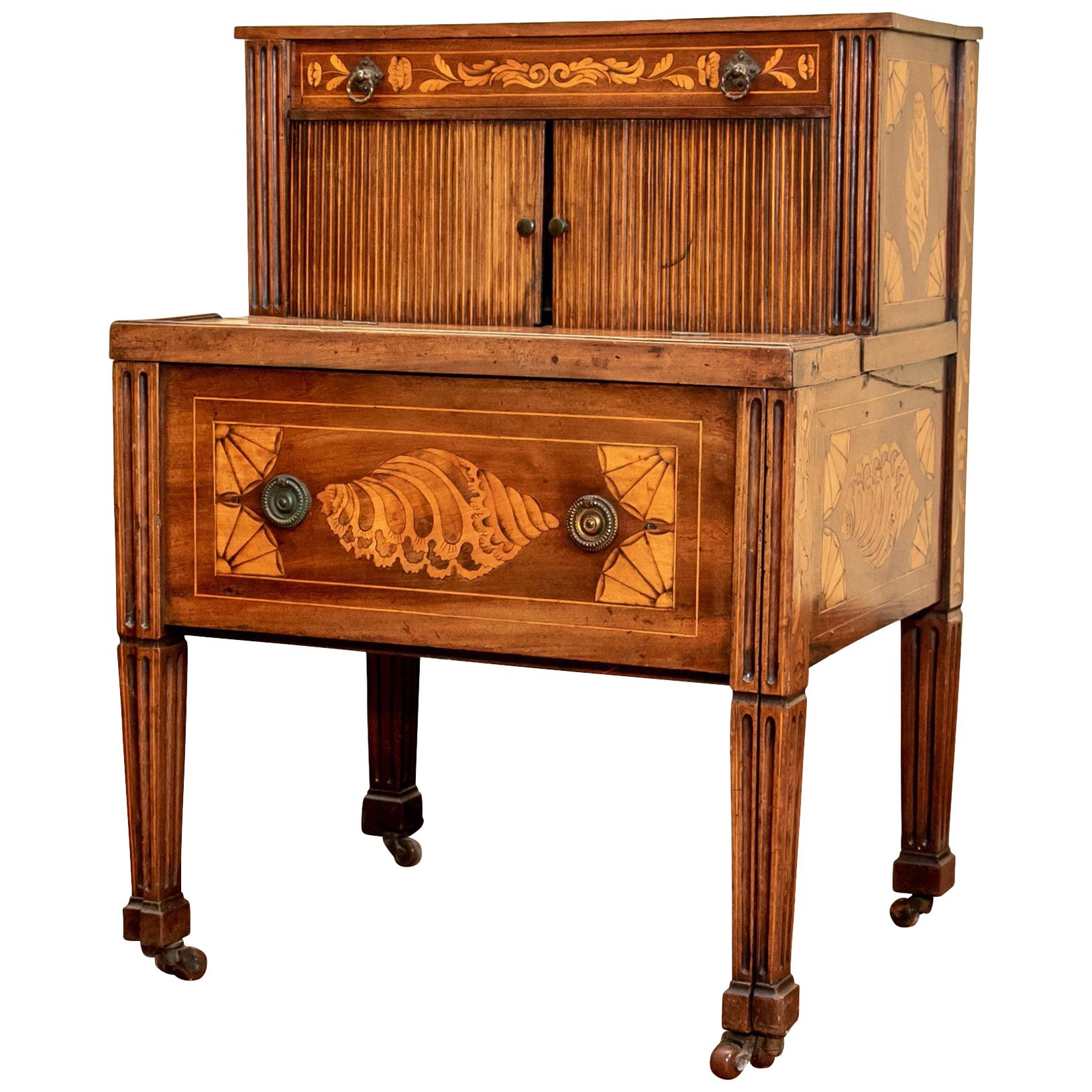 19th Century Walnut Commode with Contrasting Inlaid Veneer For Sale