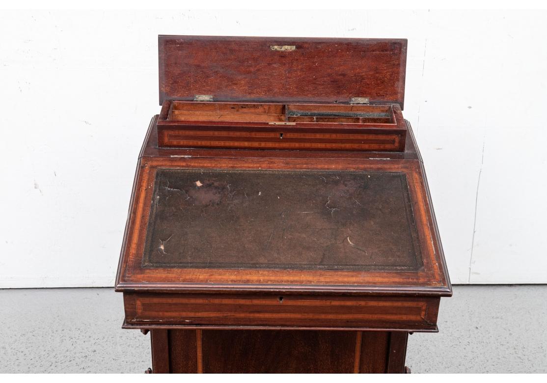 Marquetry 19th Century Walnut Davenport or Ship Captain's Desk For Sale