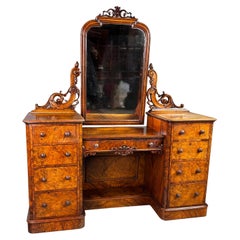Antique 19th century walnut dressing table vanity