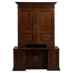 19th Century Walnut Eclectic Oak Storage Cabinet in Original Patina