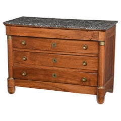 Used 19th Century Walnut Empire Marble Top Commode