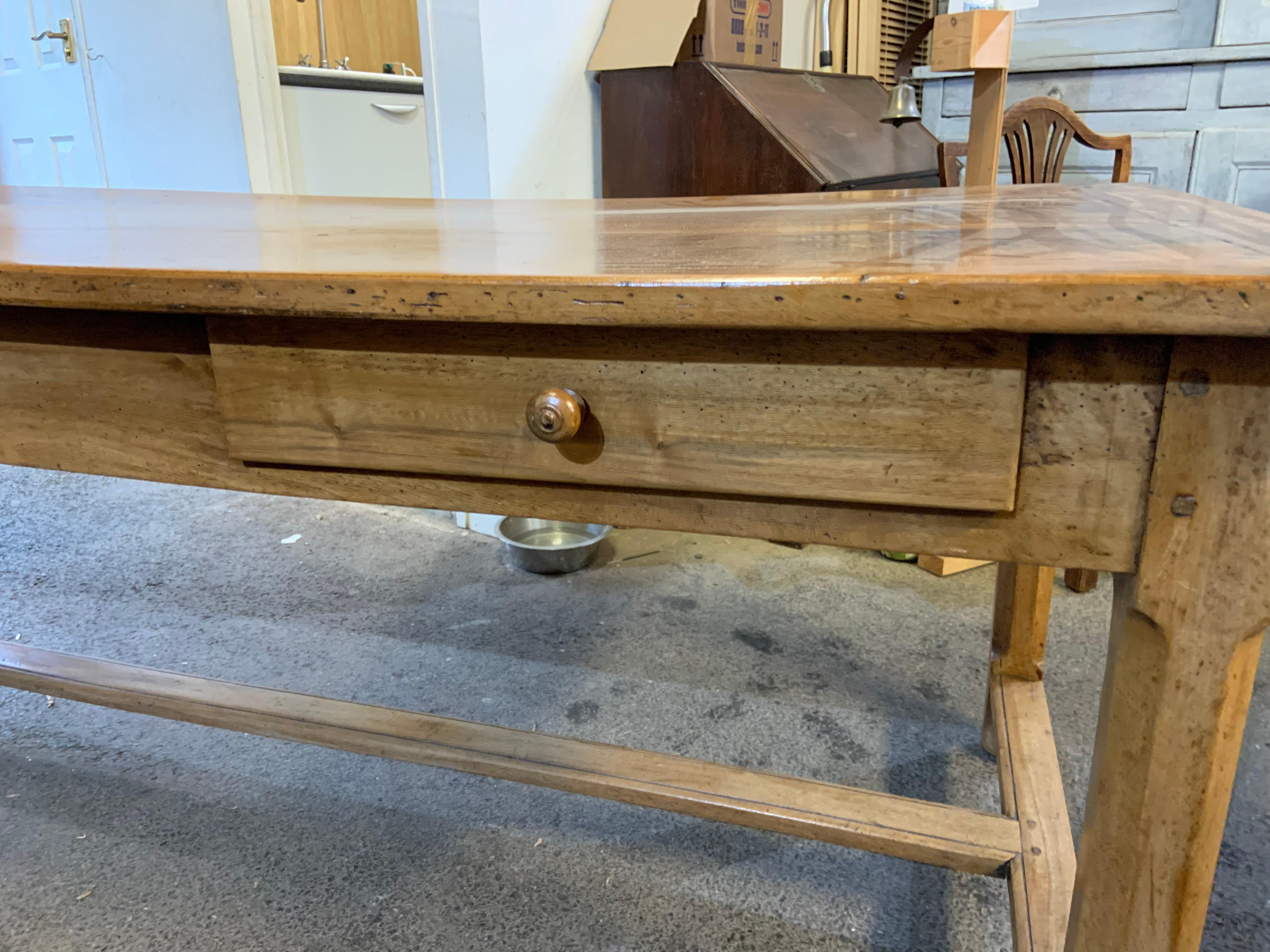 Hand-Crafted 19th Century Walnut Farmhouse Table with Two Drawers
