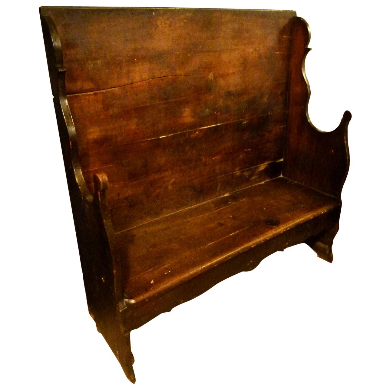 19th Century Walnut Fireplace Bench