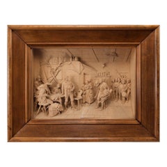 19th Century Walnut-Framed Tyrolean Lime-Wood Carving