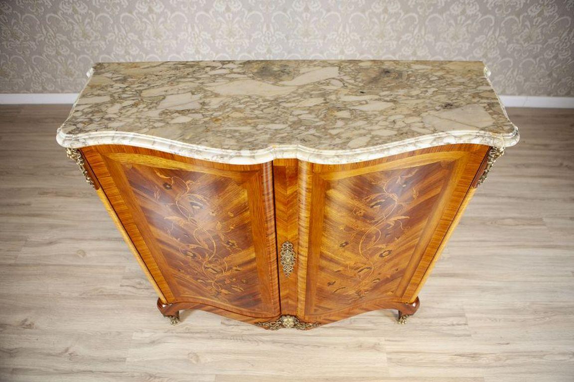 19th Century 19th-Century Baroque Revival French Walnut Commode With Marble Top