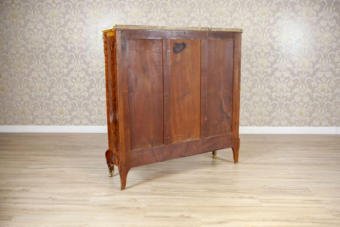 19th-Century Baroque Revival French Walnut Commode With Marble Top For Sale 2