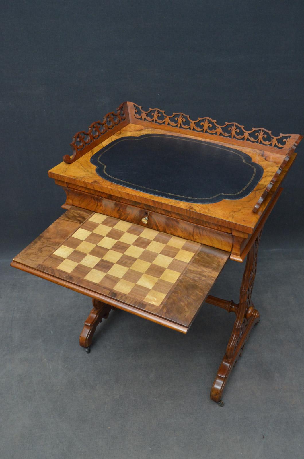 Victorian 19th Century Walnut Games and Work Table For Sale