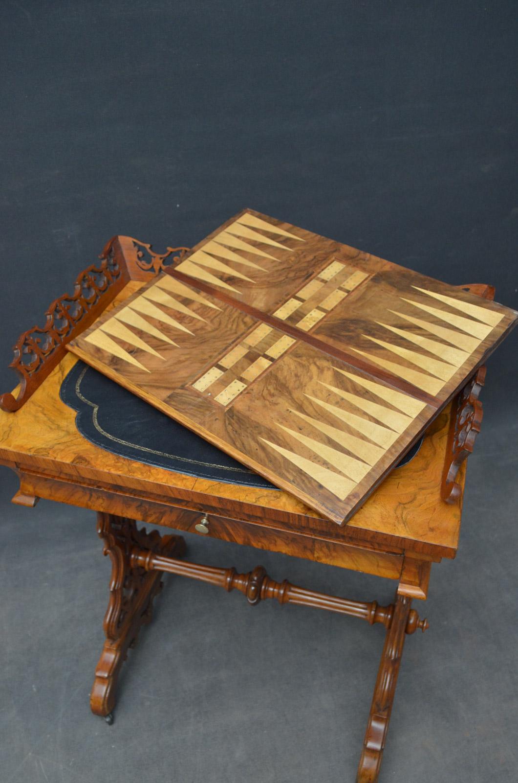 19th Century Walnut Games and Work Table For Sale 2