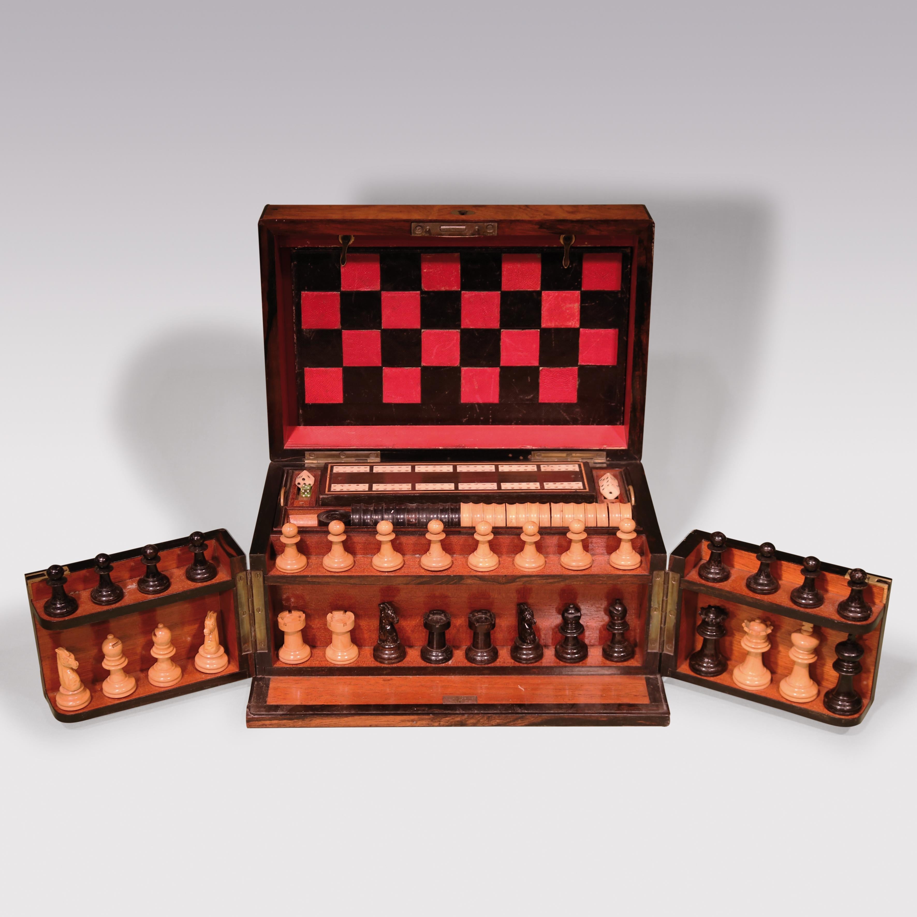 Victorian 19th Century Walnut Games Compendium For Sale