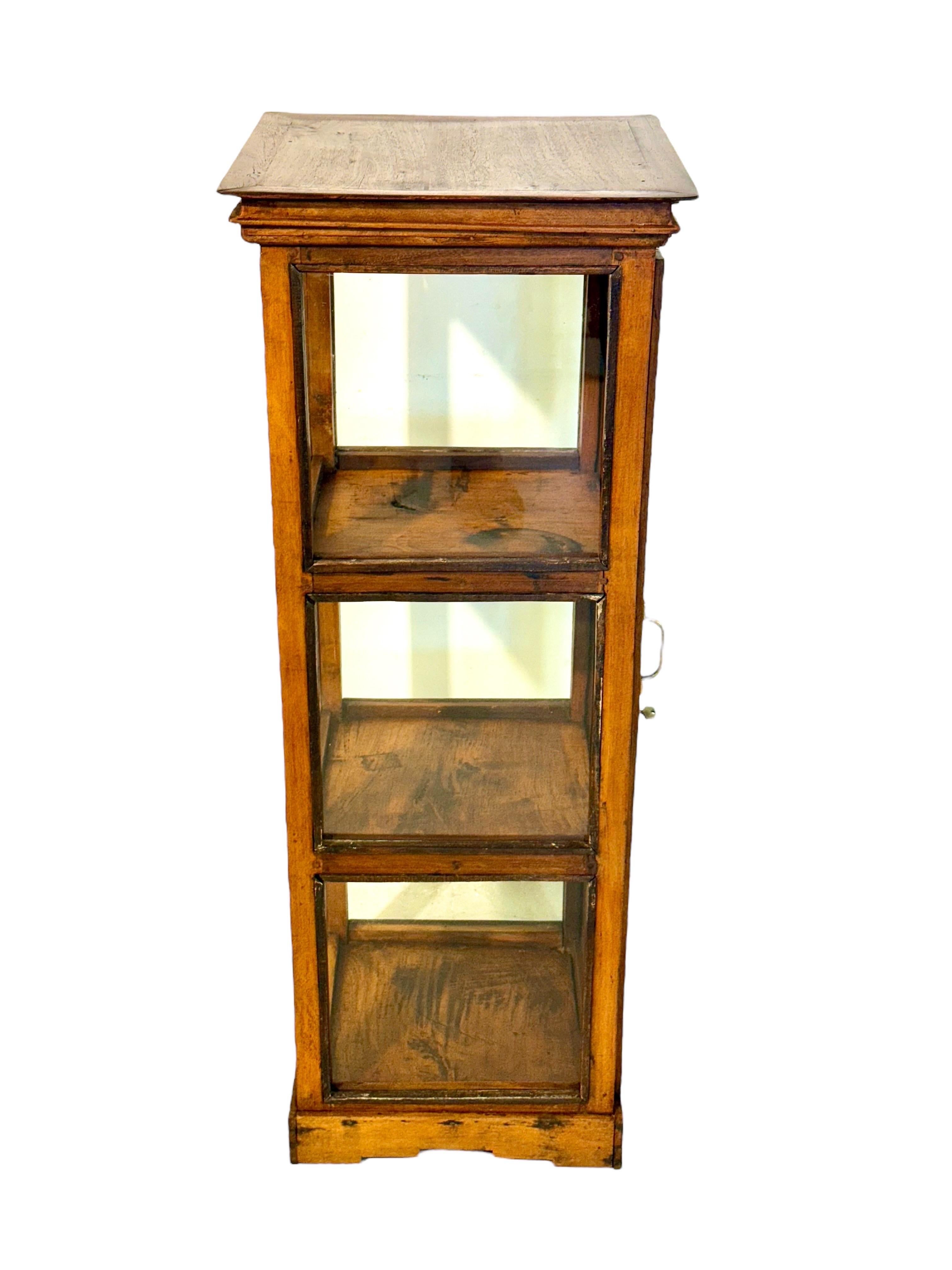 19. Jahrhundert Nussbaum Glas Display Marine Kabinett im Angebot 11