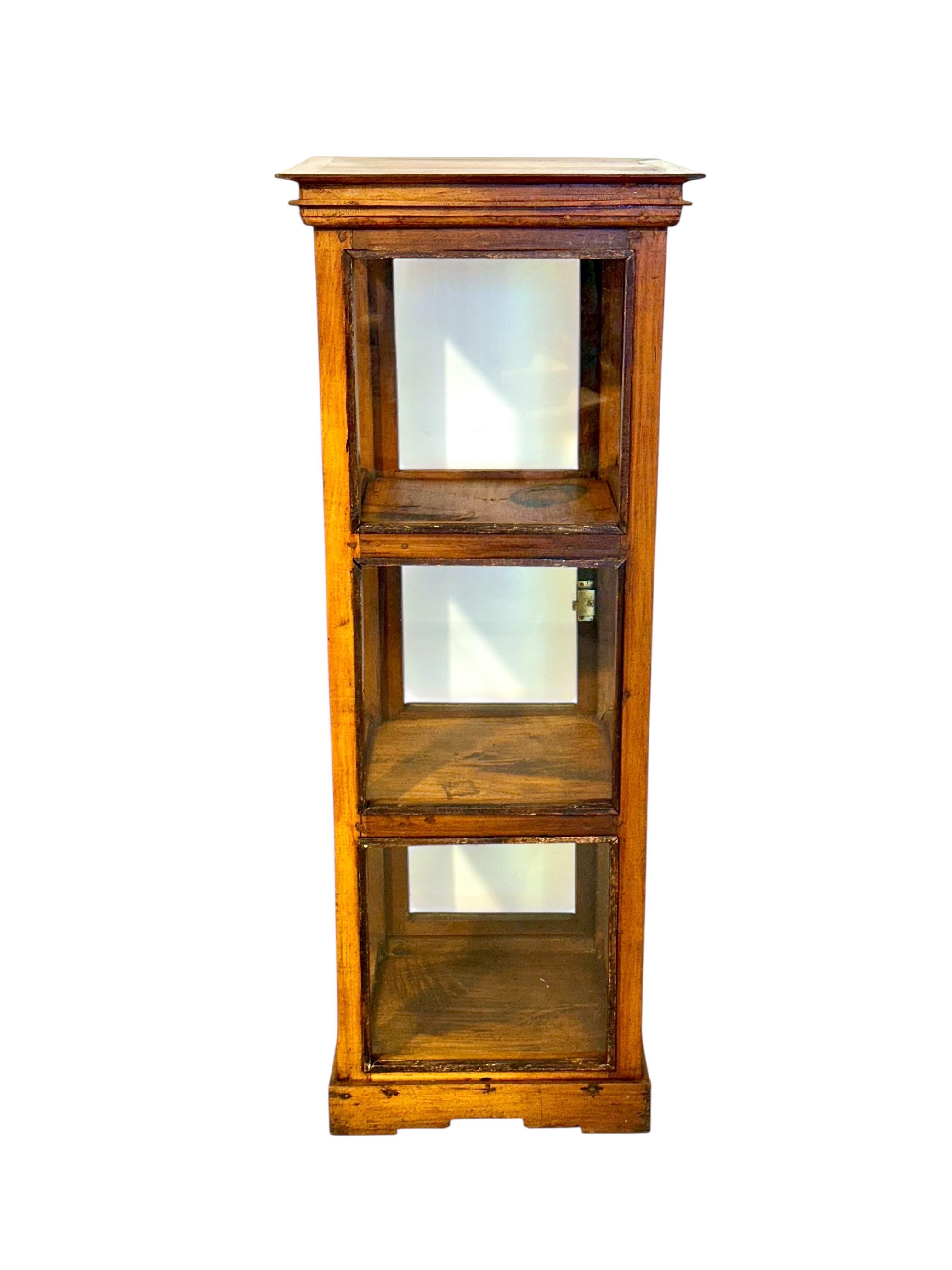 19. Jahrhundert Nussbaum Glas Display Marine Kabinett im Angebot 12