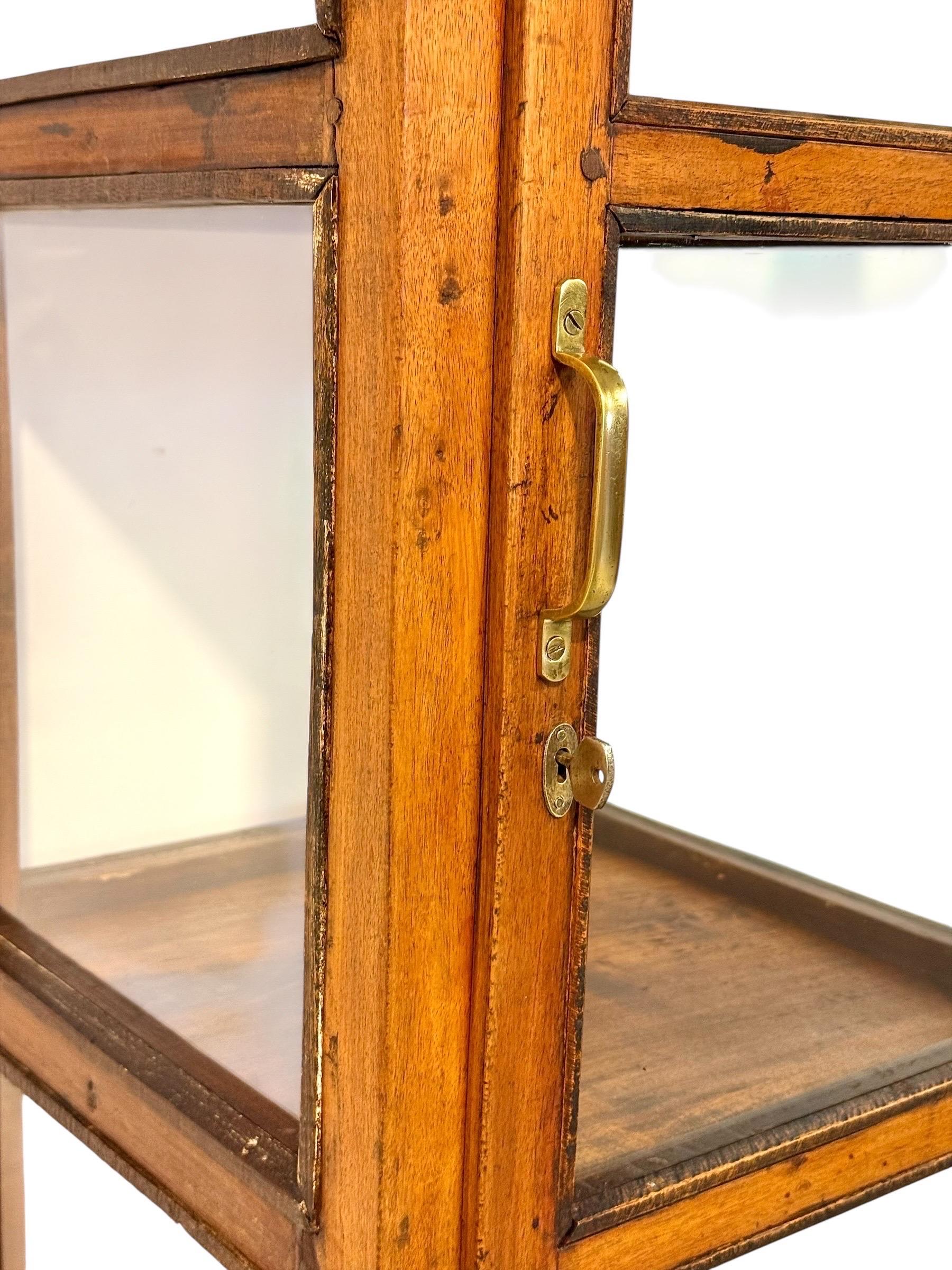19. Jahrhundert Nussbaum Glas Display Marine Kabinett im Angebot 3