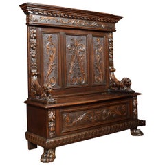 19th Century Walnut Hall Settle