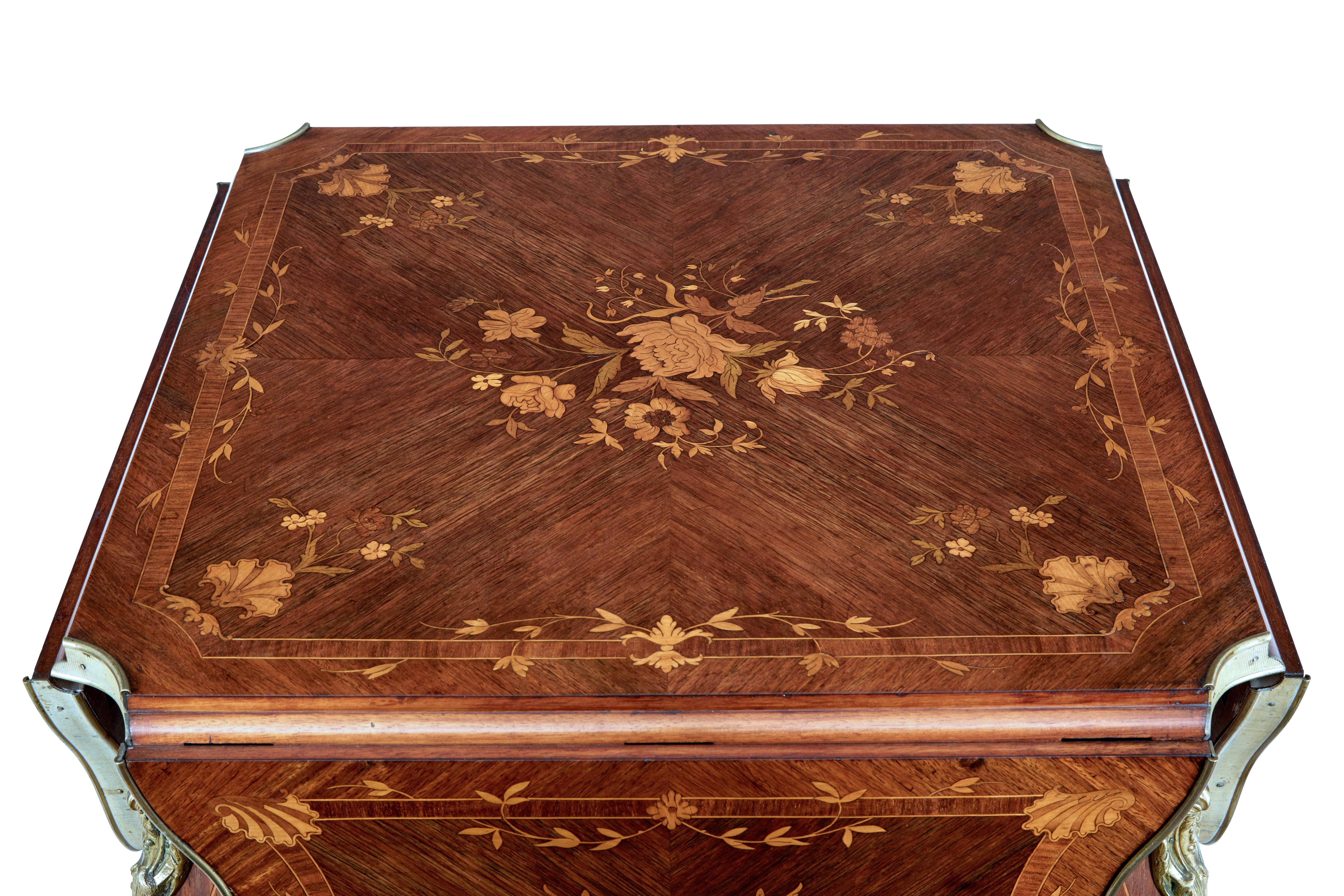Victorian 19th Century Walnut Inlaid Envelope Drop Leaf Occasional Table