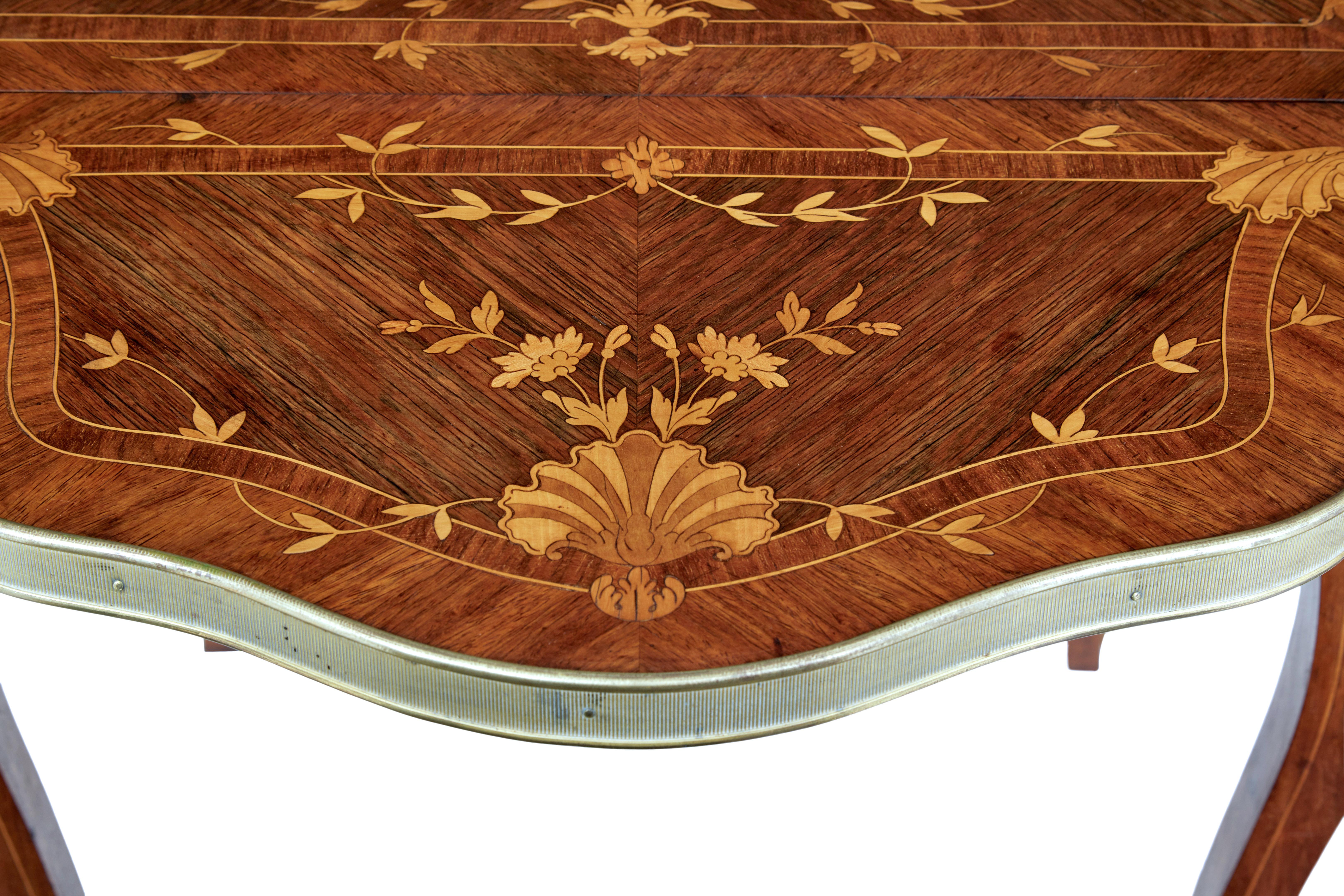Hand-Crafted 19th Century Walnut Inlaid Envelope Drop Leaf Occasional Table